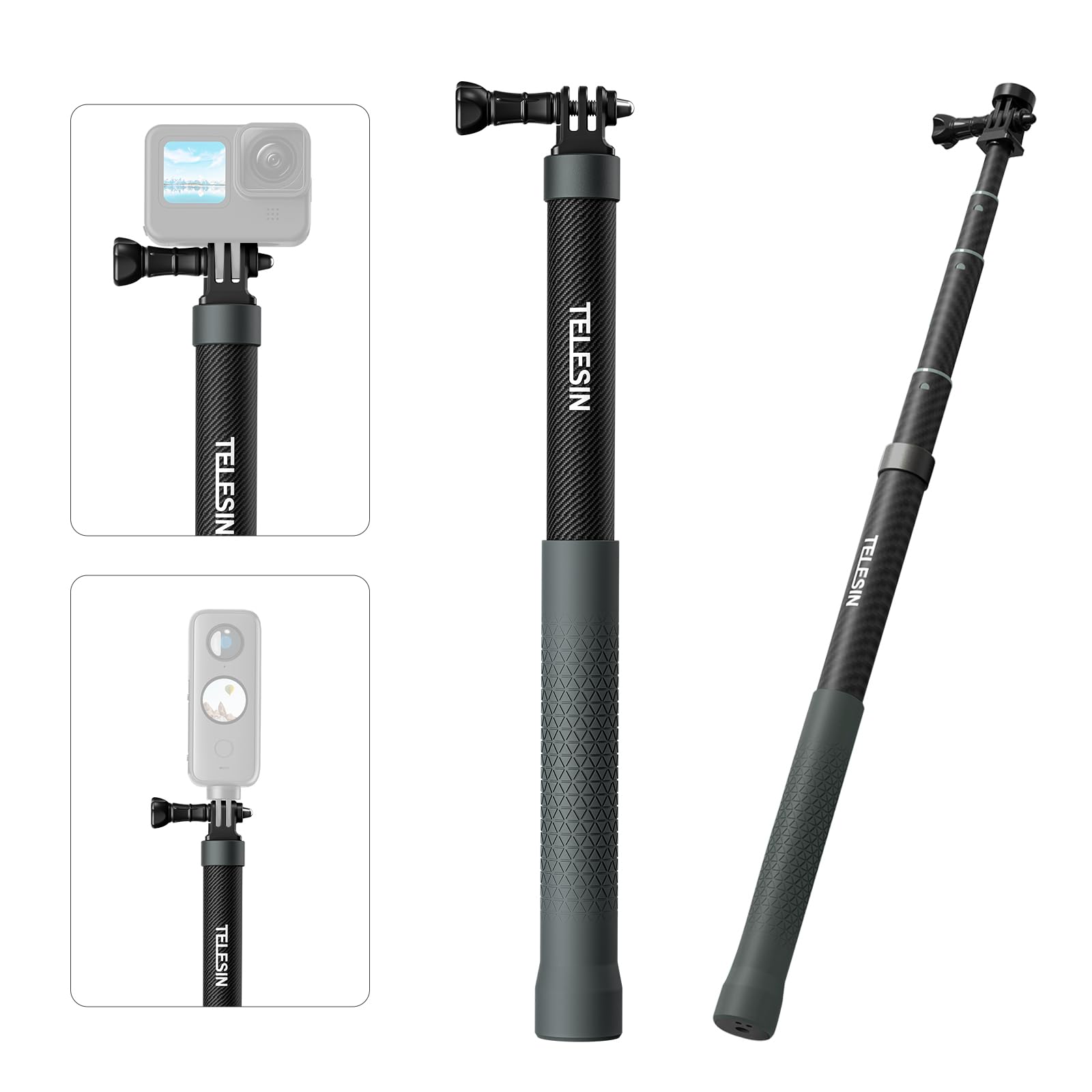 Upgraded 47.2IN Carbon Fiber Selfie Stick for GoPro Hero 13/12/11/10/9/8/7, Insta360, DJI Action 4/3 - Waterproof & Extendable Camera Pole for Action Cameras | Perfect for Vlogging, Travel Adventures & Underwater Photography