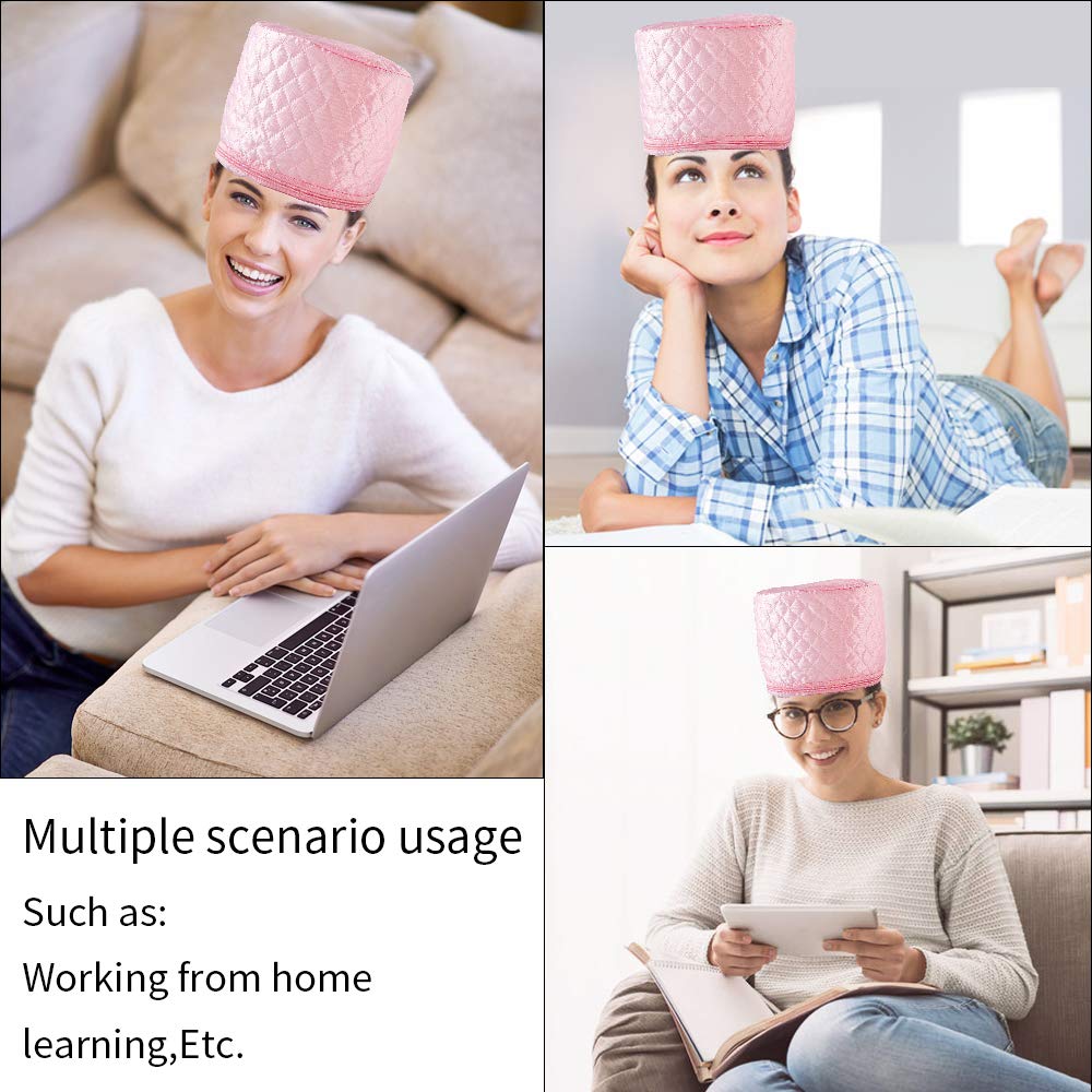 110V Hair Heat Treatment Cap for Deep Conditioning - Thermal Spa Cap with Steamer for Hair Nourishment & Repair - Pink Hair Care Hat for Home & Salon Use - Perfect for Hair Mask, Keratin Treatment & Relaxing Spa Days