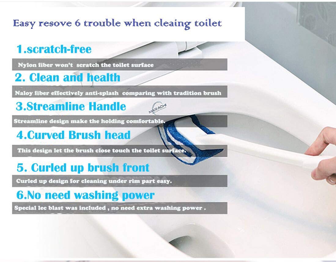Heavy Duty Toilet Bowl Brush Set (2-Pack) - Scratch-Free Curved Design for Deep Cleaning, Anti-Splashing & Easy Storage - Ergonomic Grip for Bathroom & RV Use