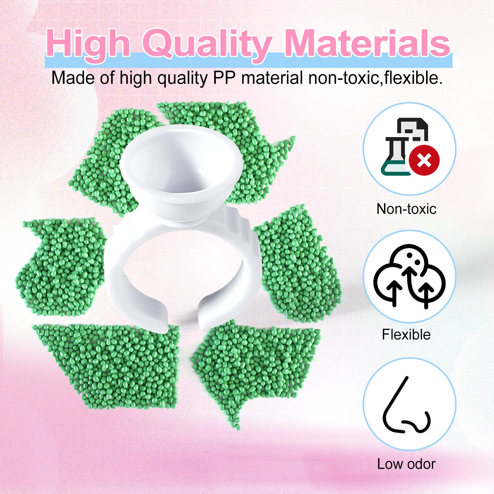 NXJ INFILILA 600PCS Disposable Eyelash Extension Glue Rings - Adjustable Plastic Holder Rings for Lash Artists, Perfect for Makeup, Nail Art & Tattoo - Salon & Home Beauty Use