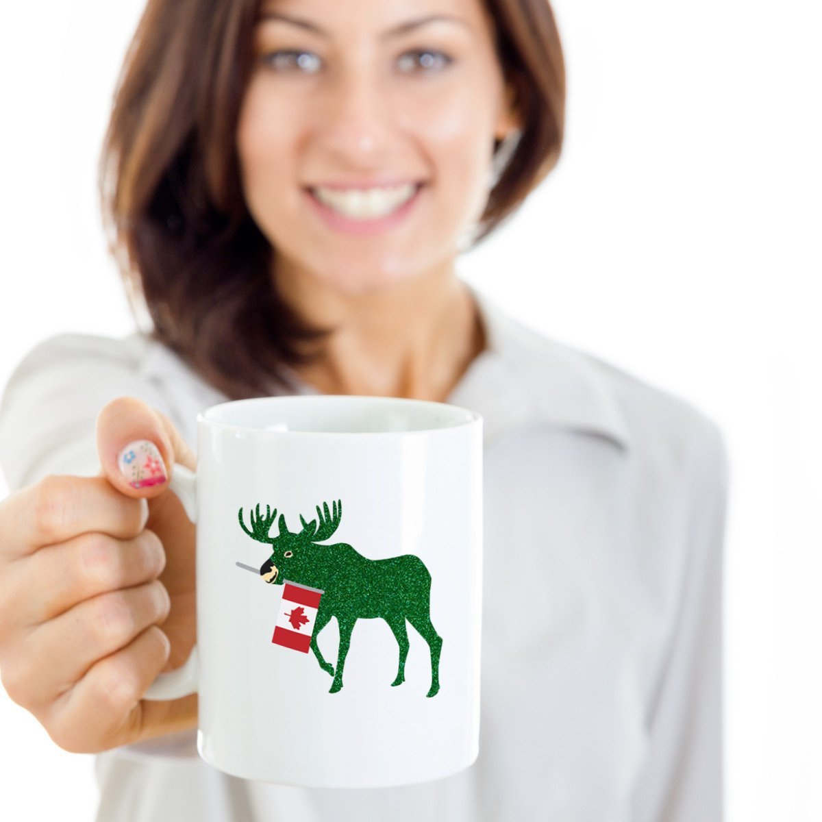 Festive Christmas Reindeer Coffee Mug - 11oz Ceramic Cup with Moose Design - Perfect Holiday Gift for Coffee Lovers & Office Use
