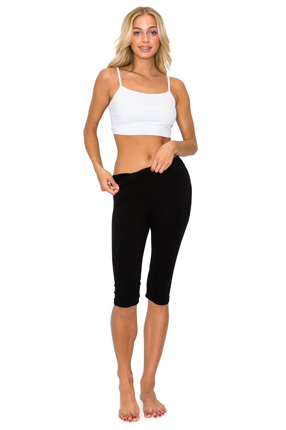 Women's Knee-Length Cotton Blend Leggings - Comfortable & Stretchy Workout Leggings for Yoga, Running & Casual Wear | Leggings Depot