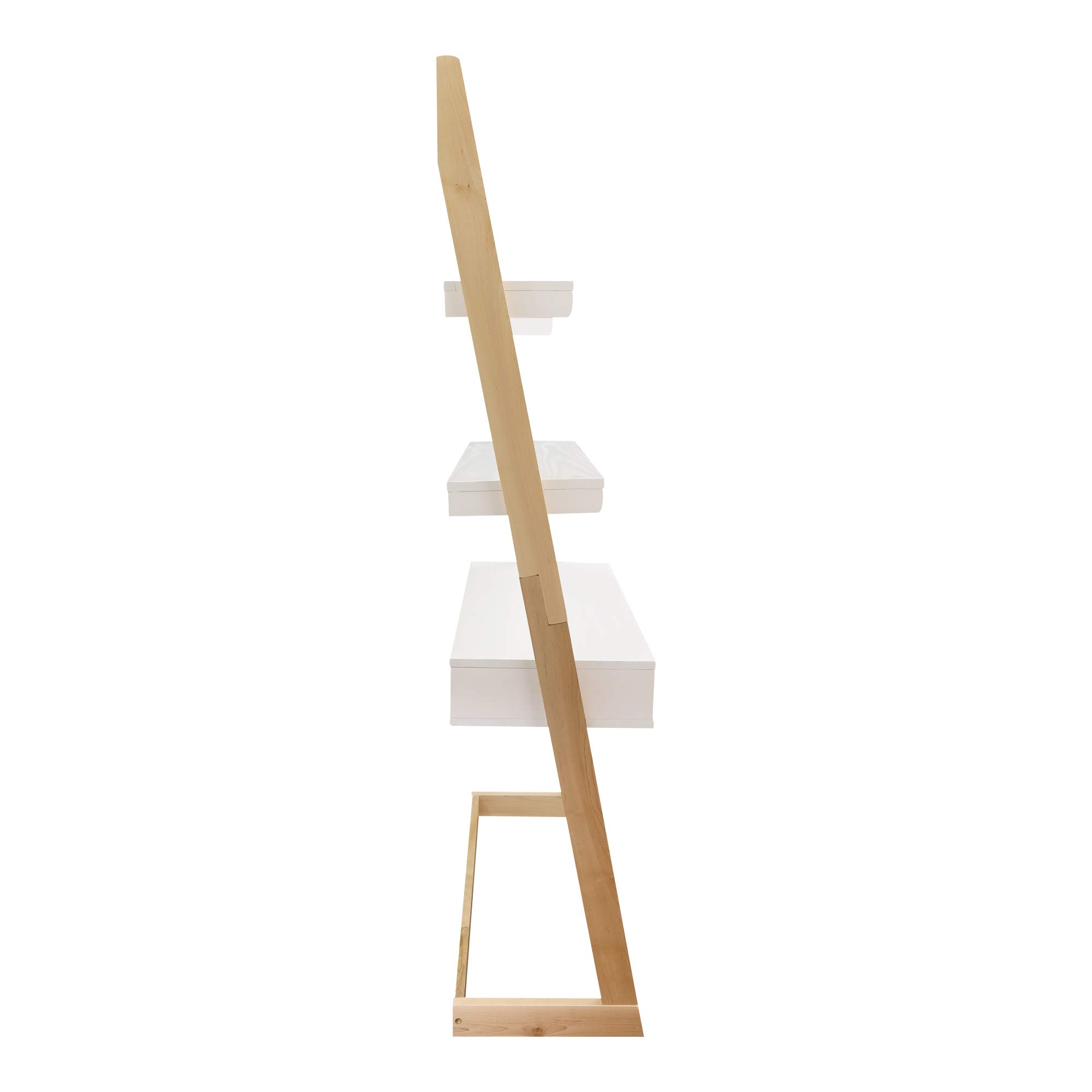 Freestanding Ladder Desk with Drawer - Natural Maple & White Finish - Home Office, Study, Dorm Room, Small Space Workstation - American Trails Wooden Writing Desk