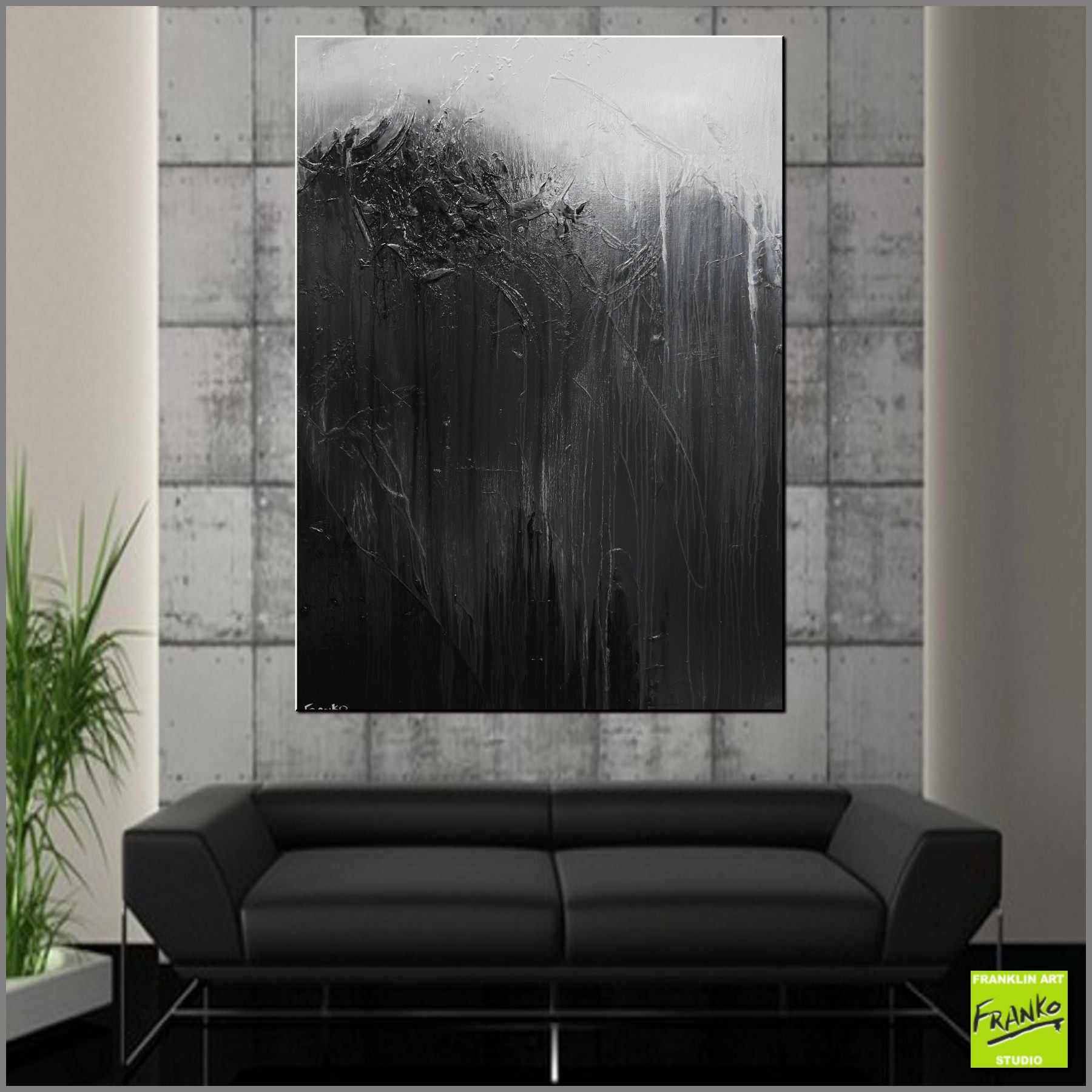 140cm x 100cm Black Grey Textured Abstract Canvas Wall Art - Modern Home Decor for Living Room, Bedroom & Office