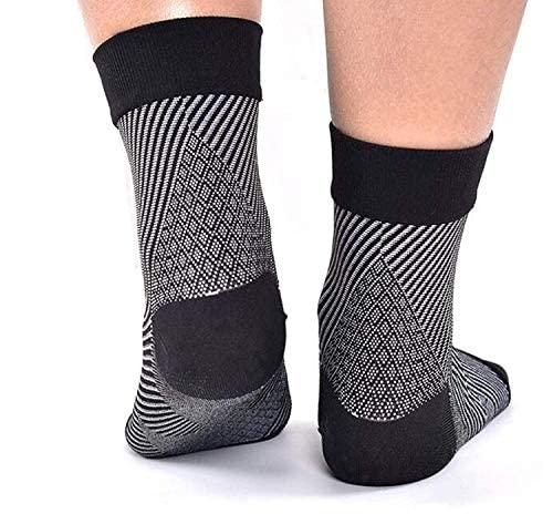QUADA Ankle Brace Support Sleeve (1 Pair) - Best Compression Socks for Plantar Fasciitis Relief, Arch Support, Swelling & Pain Relief - Ideal for Running, Basketball, Hiking & Injury Recovery (Black)