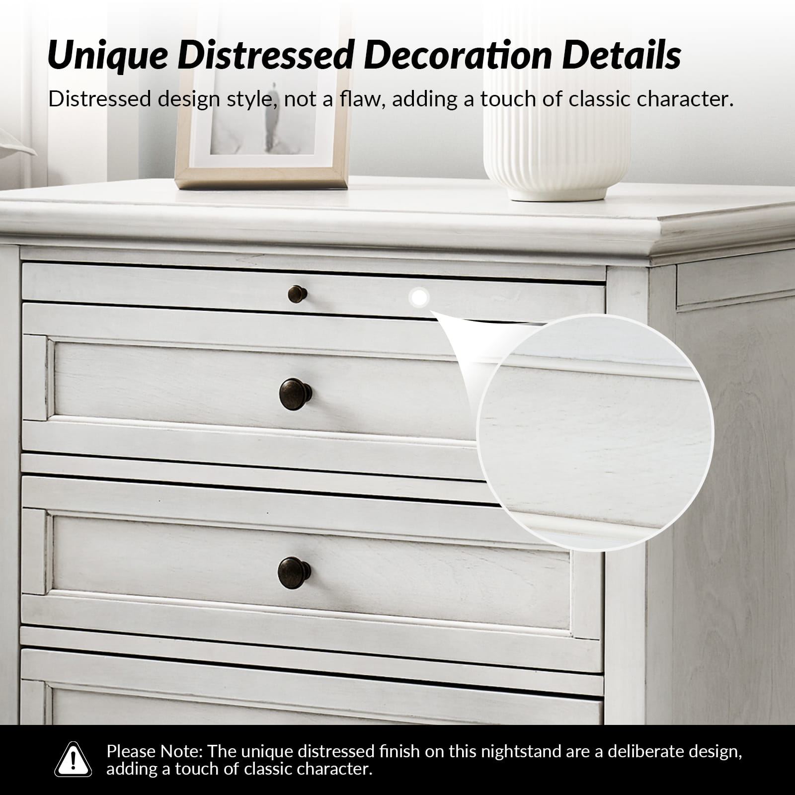 Galatea 3-Drawer Nightstand with USB Charging Ports & Power Outlets - Modern Bedside Table with Storage for Bedroom, Living Room or Office