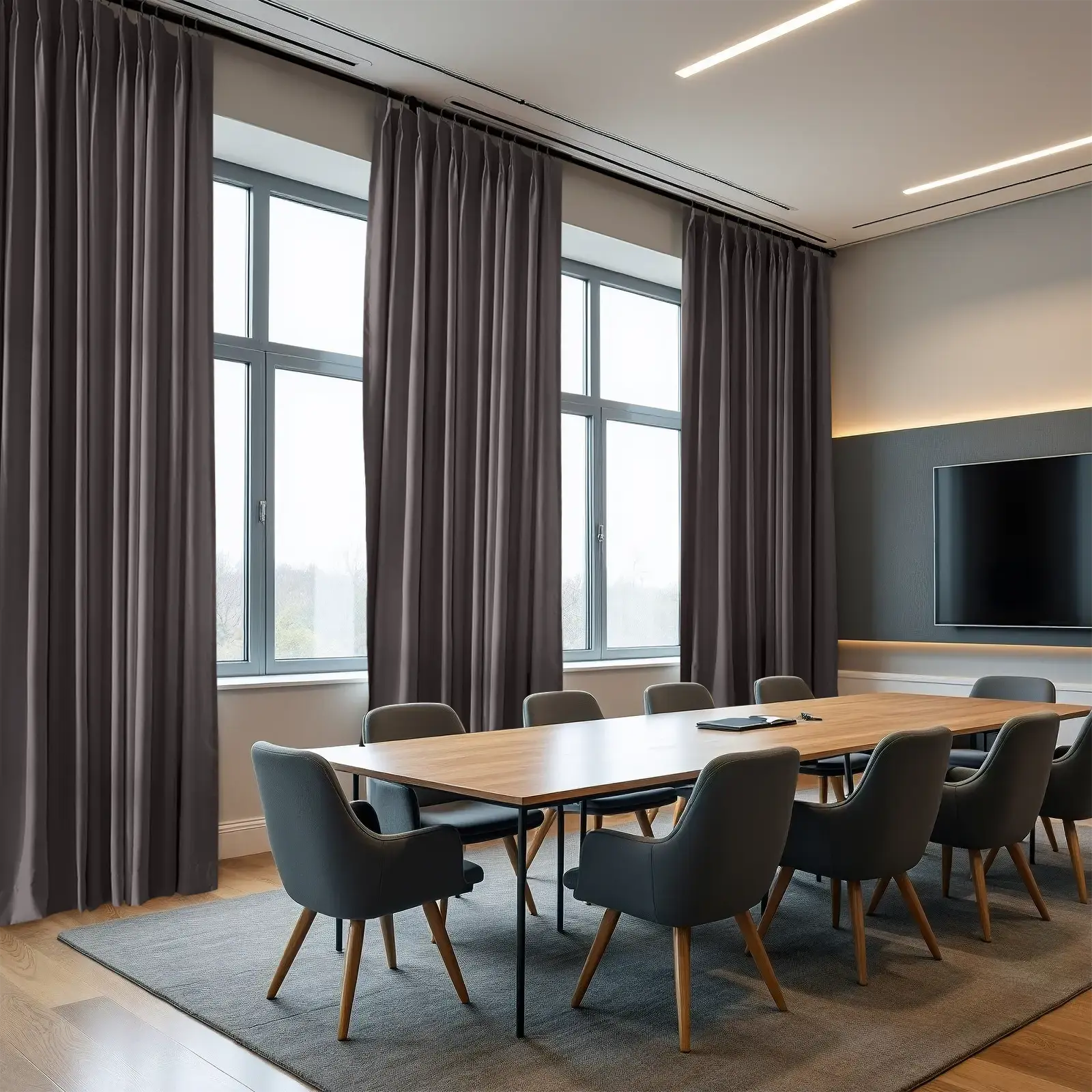 Flame Retardant Pleated Curtains - Fireproof & Heat Resistant for Home Safety - Perfect for Living Room, Bedroom & Office Decor
