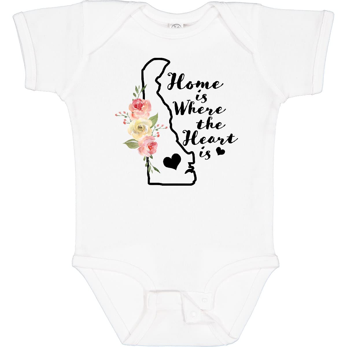 Inktastic Delaware 'Home is Where The Heart is' Watercolor Baby Bodysuit - Soft Cotton Infant Onesie for Newborns & Toddlers - Perfect for Family Photos, Holidays & Everyday Wear