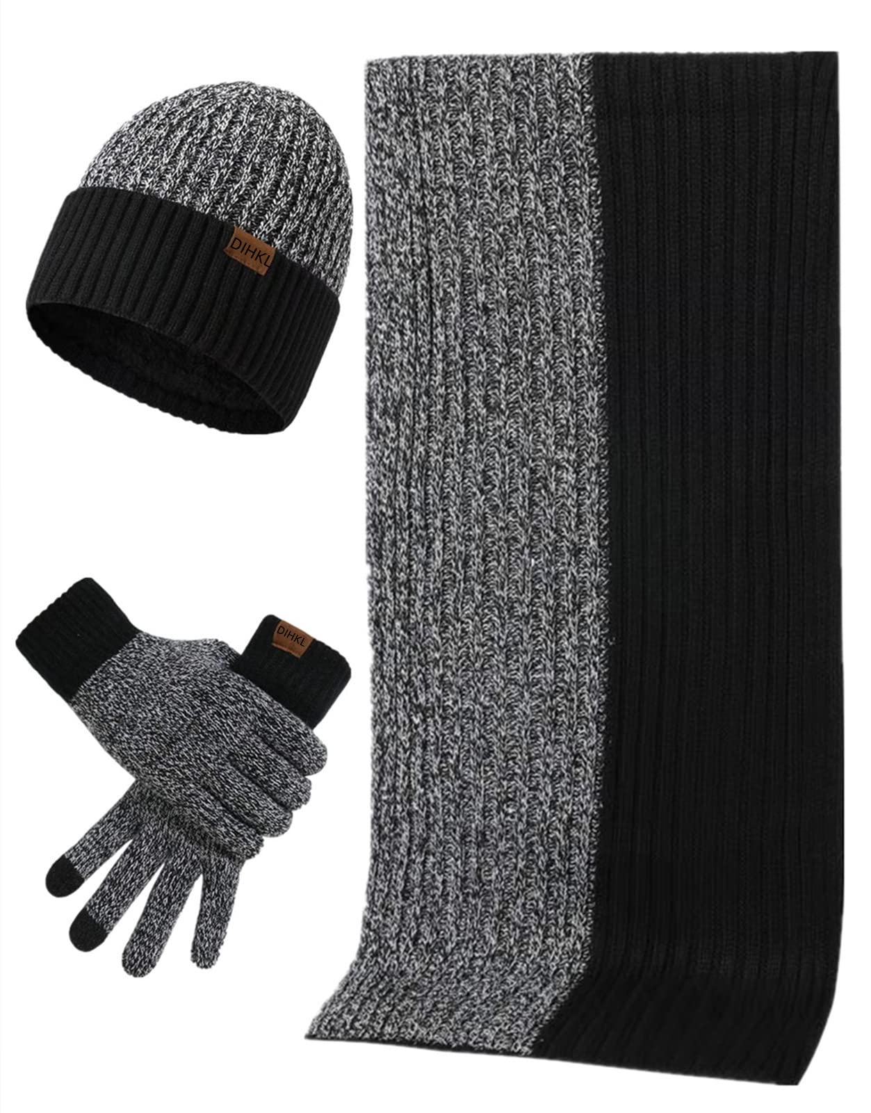 Winter Knit Beanie Hat, Neck Warmer Scarf & Touch Screen Gloves Set - 3 Piece Fleece Lined Skull Cap for Men & Women - Perfect for Skiing, Snowboarding & Cold Weather Outdoor Activities