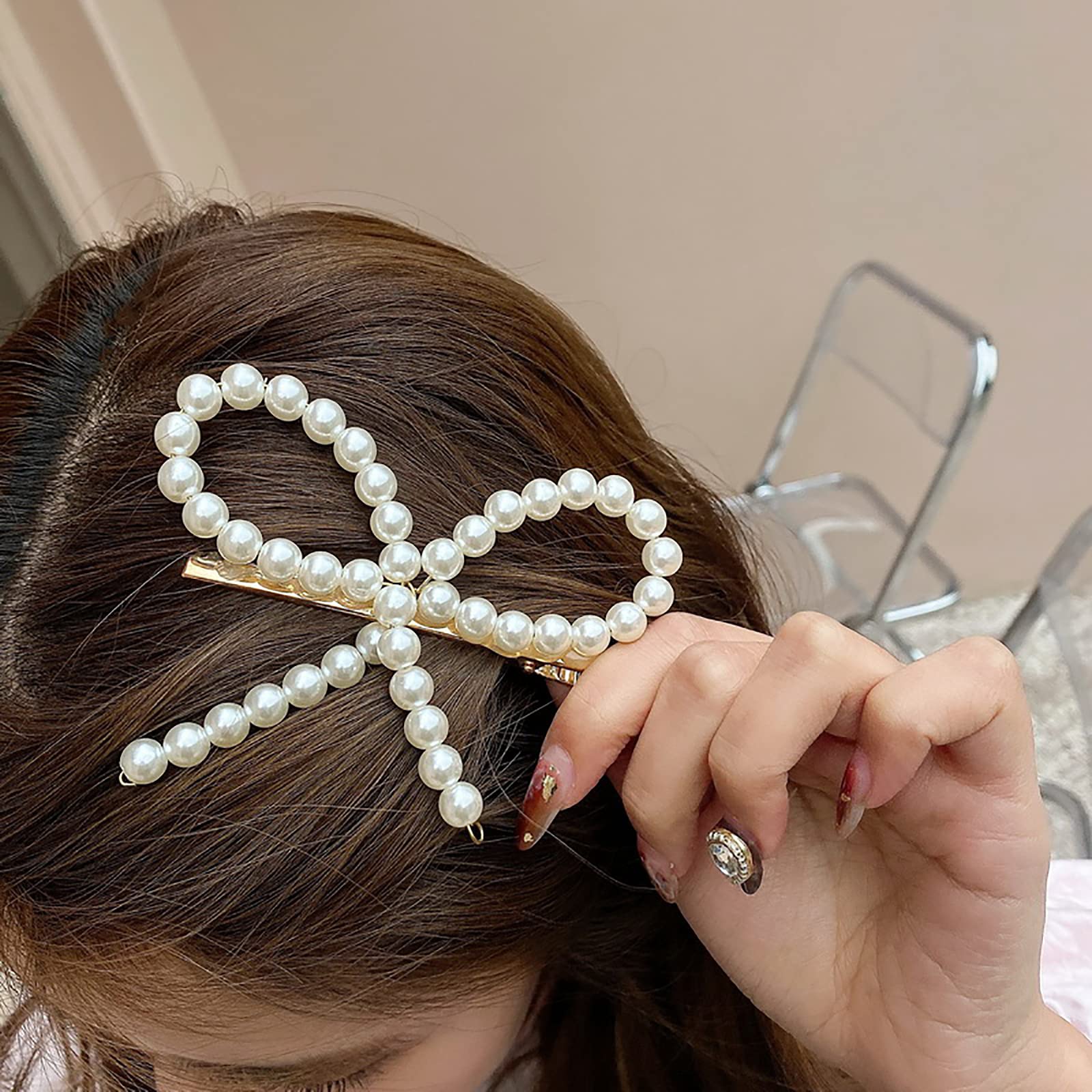 4 Pcs Pearl Bow Hair Clips - Elegant Pearls Hair Barrettes with Snap Closure for Women, Girls, Bridesmaids & Kids - Perfect for Weddings, Parties & Everyday Hair Accessories