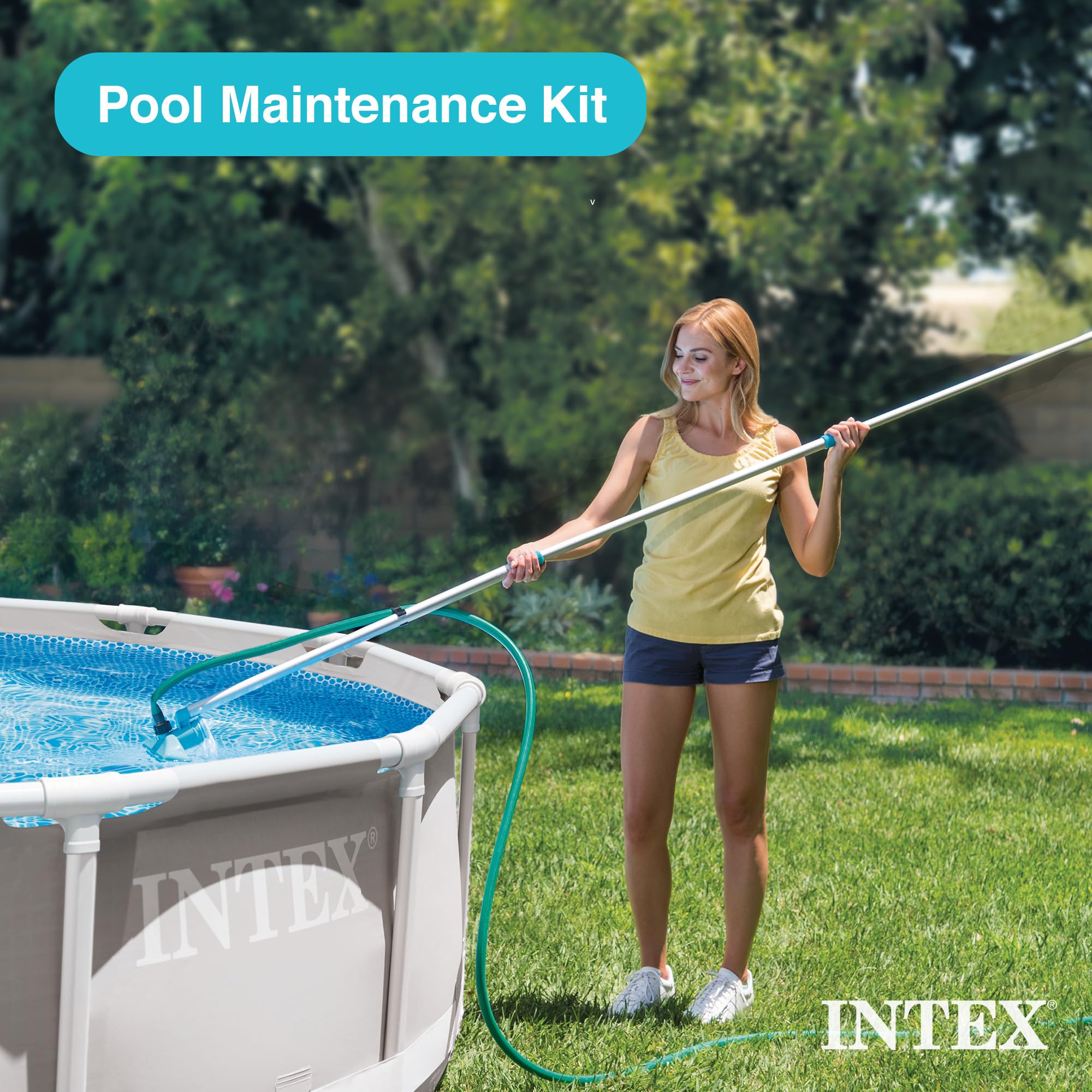 Intex 26711EH 12ft x 30in Prism Above Ground Swimming Pool Set with Cover, Ladder & Maintenance Kit - Perfect for Backyard Family Fun, Summer Parties & Outdoor Relaxation