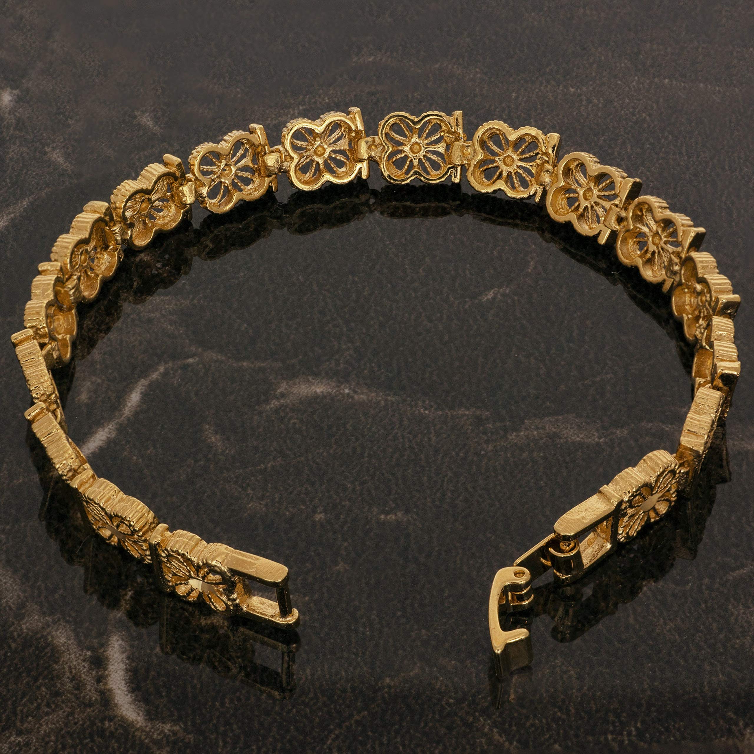 LIFETIME JEWELRY 24k Gold Plated Good Luck Filigree Bracelet for Women & Teens - Perfect for Gifts, Parties, and Everyday Wear