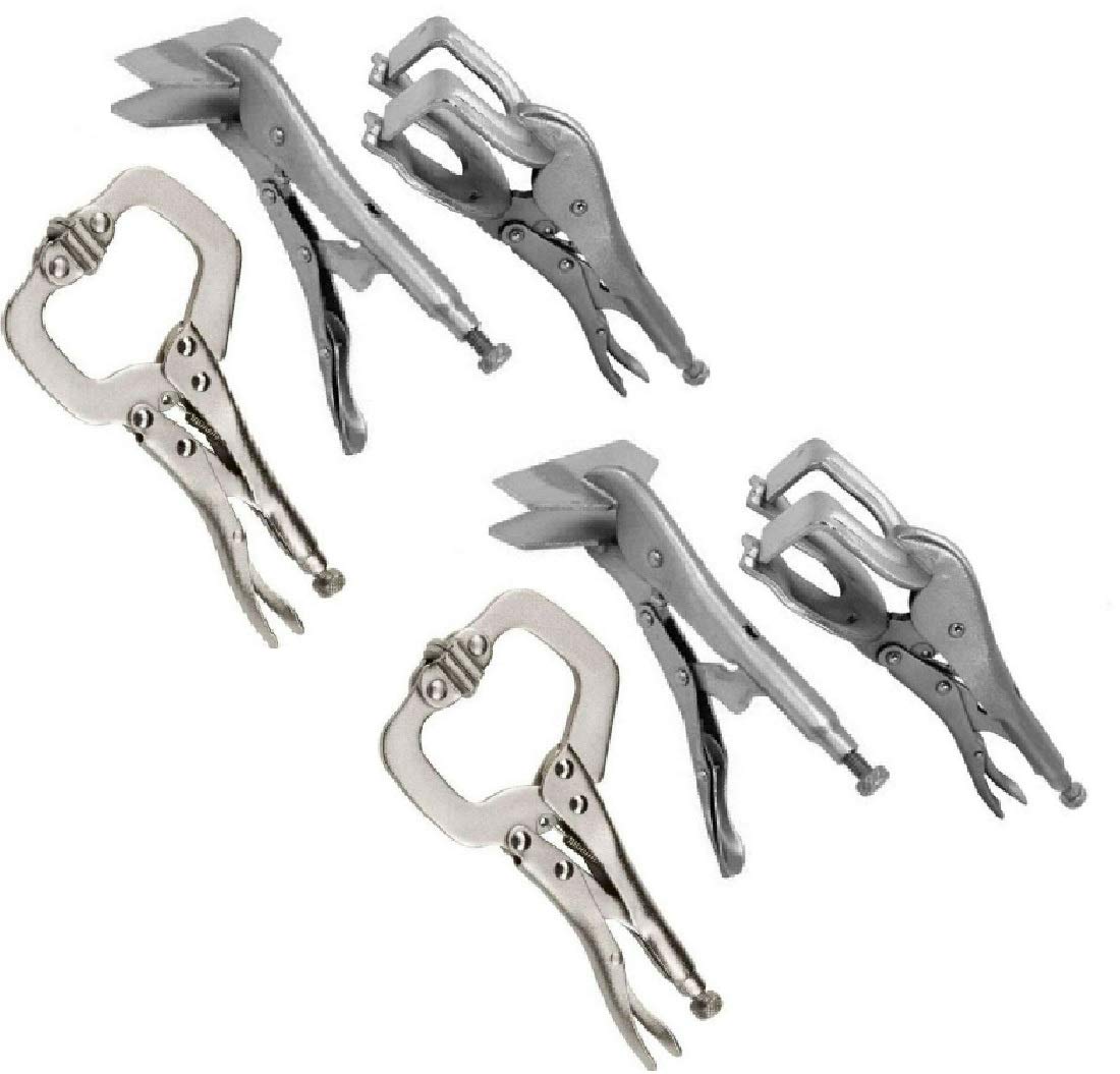6-Piece Locking Grip Welding Clamp Set - Heavy Duty C-Clamp Vise with Sheet Metal Plier Tools for Welding, Woodworking & DIY Projects (Jikkolumlukka) - Perfect for Metal Fabrication, Automotive Repair & Home Workshop Use