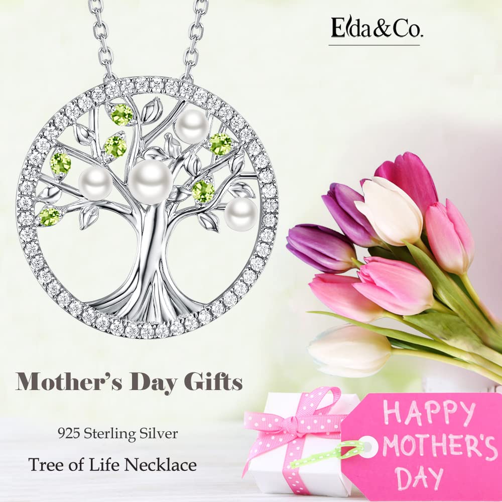 Tree of Life Necklace - April & May Birthstone Jewelry for Women, 925 Sterling Silver with Simulated Diamond & Emerald, Perfect Gift for Wife, Mom, Birthday, Mother's Day | Spiritual Jewelry for Meditation & Everyday Wear