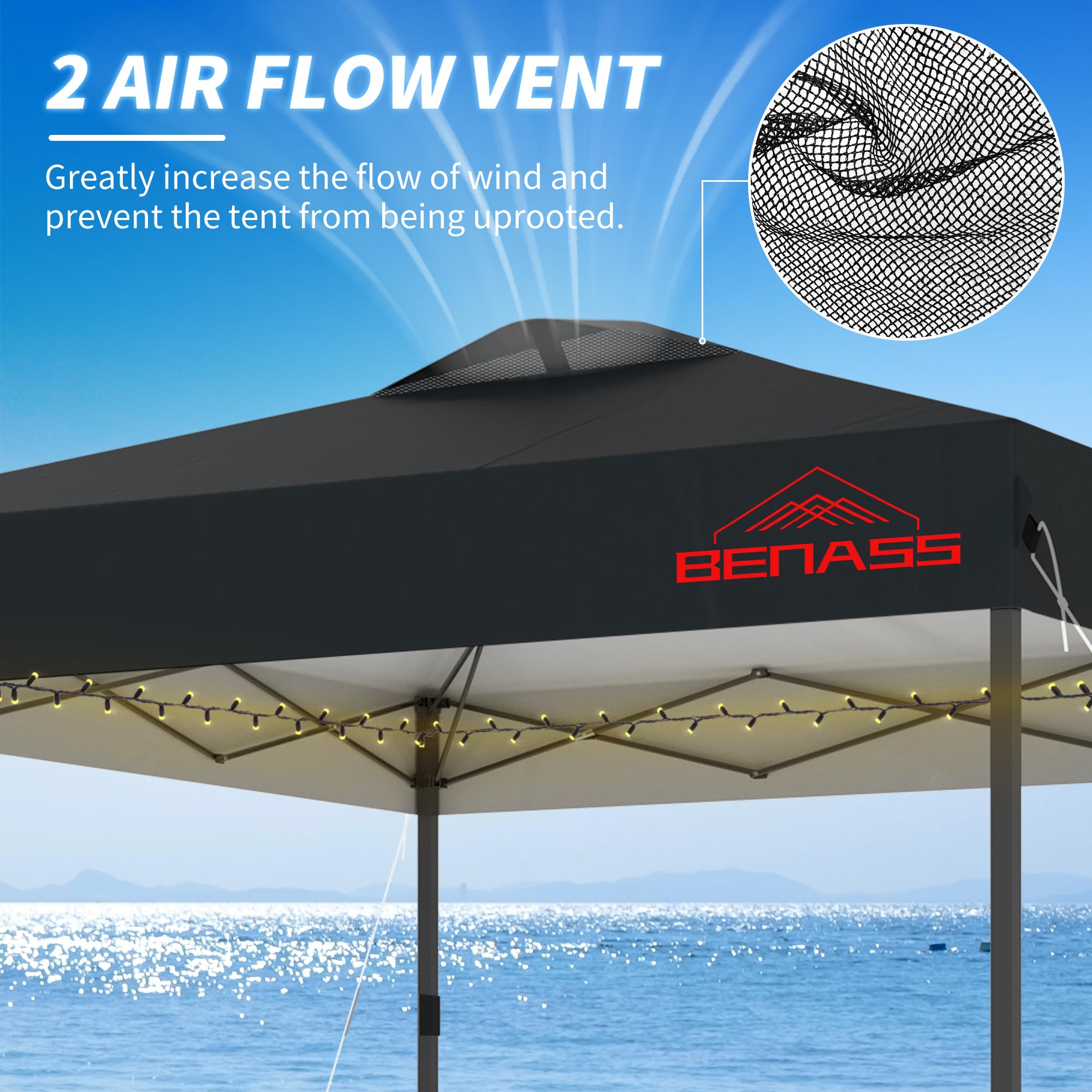 10x10 Pop Up Canopy Tent with Removable Sidewalls - Heavy Duty Instant Shelter for Outdoor Events, Parties, Camping & Backyard Gatherings - Easy One-Person Setup in Black