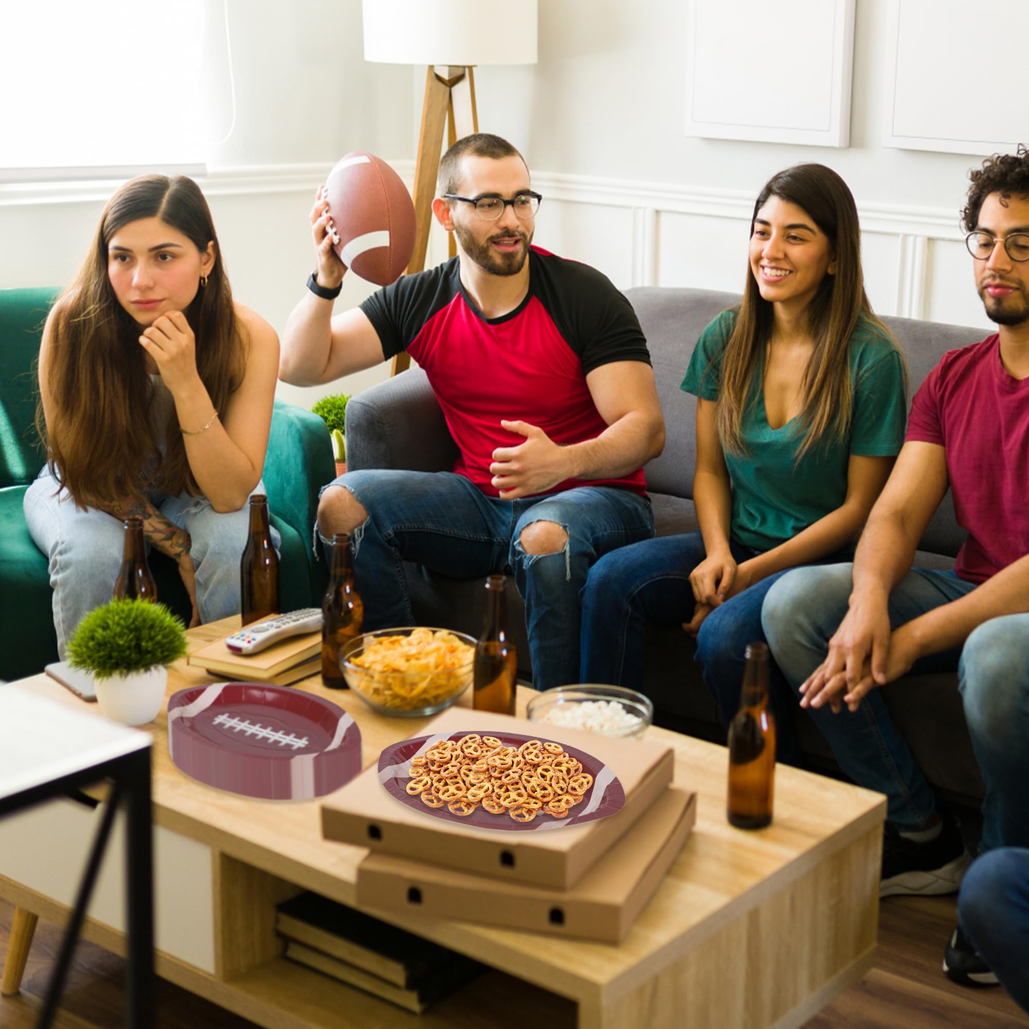 Augisteen 48-Pack Football Themed Disposable Paper Plates - Super Bowl Party Supplies, Sports Game Day & Birthday Party Decorations - Perfect for Football Tailgates, Sports-Themed Events, and Birthday Celebrations