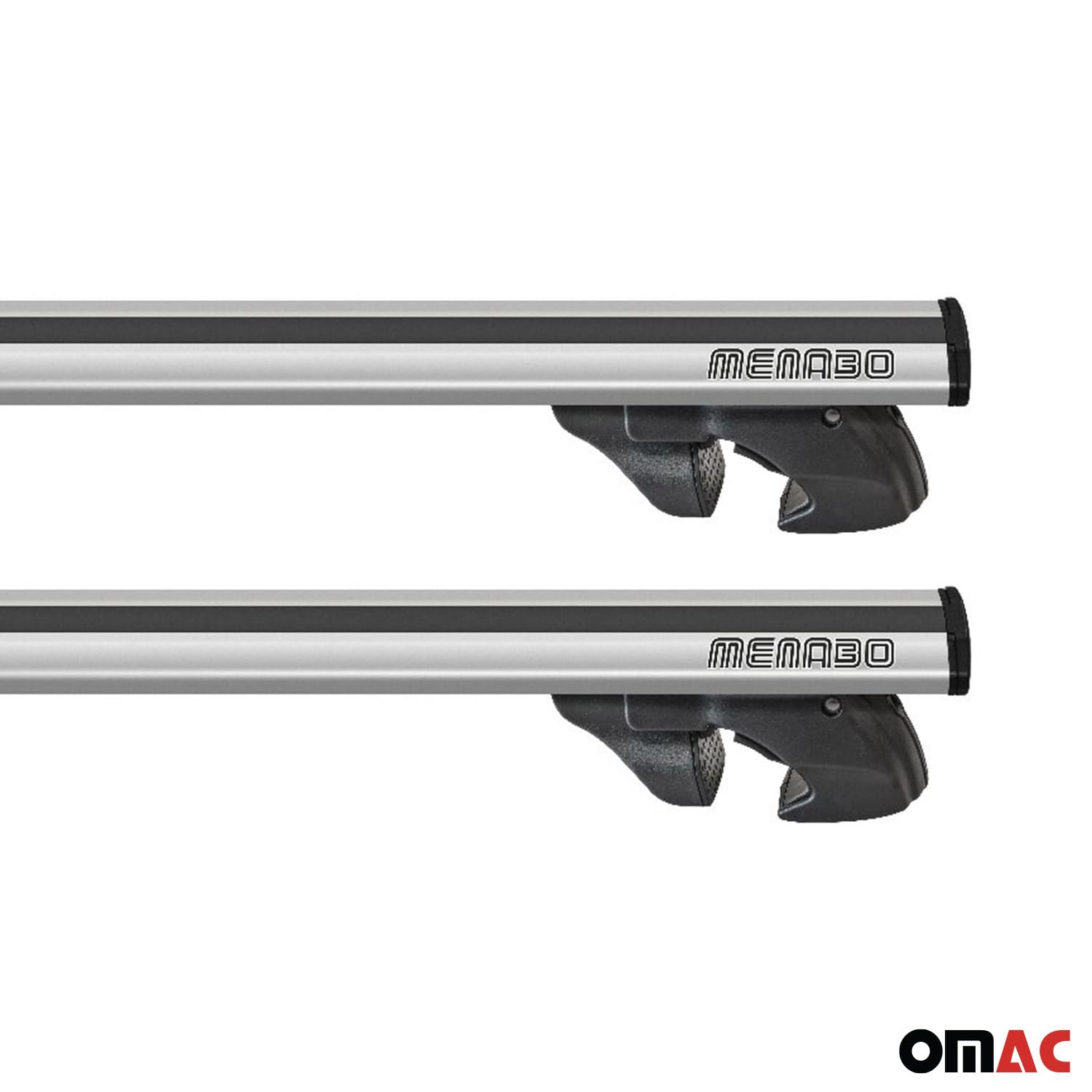 OMAC Aluminum Roof Rack Cross Bars for VW Touareg 2004-2006 - Silver Anti-Theft 2-Piece Set - Perfect for Kayak, Canoe, Surfboard, Ski, Snowboard & Camping Gear Transport