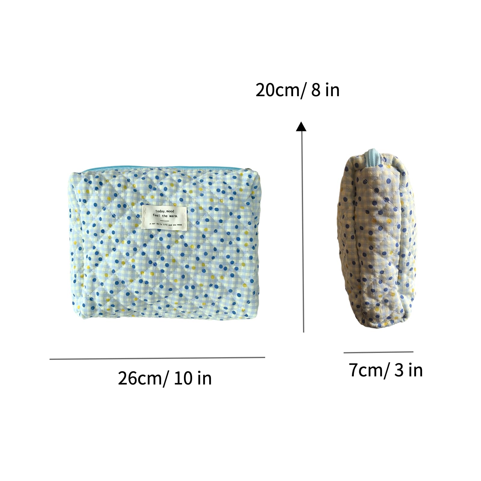Quilted Cotton Makeup Bag for Women - Large Capacity Cosmetic Organizer with Zipper, Floral Travel Toiletry Pouch for Women & Girls | Perfect for Travel, Gym & Daily Essentials Storage (Design D)