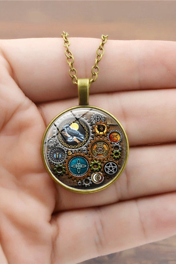 Steampunk Mechanical Time Gem Necklace for Women - Vintage Bronze Pocket Watch Pendant Jewelry - Perfect for Cosplay, Gothic Fashion & Unique Gift Giving