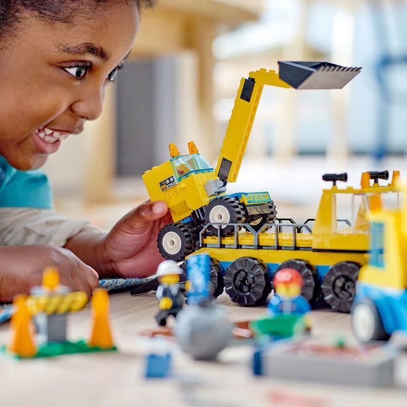 LEGO 60391 City Construction Trucks & Demolition Ball Crane Toy Set with Excavator, Dump Truck & Transport Vehicle - Educational Building Blocks for Kids Ages 4+ - Perfect for Creative Play & STEM Learning at Home or School