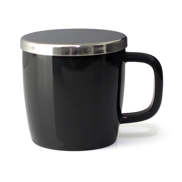 FORLIFE Small Dew Mug with Infuser & Lid - 11oz Ceramic Tea Cup with Strainer - Perfect for Loose Leaf Tea, Herbal Infusions & Hot Beverages at Home or Office