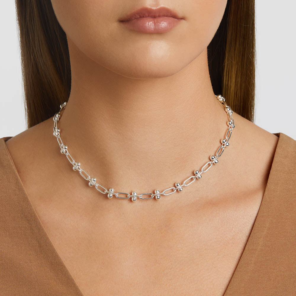 Silver Paperclip Chain Necklace - Trendy Minimalist Jewelry for Women - Perfect for Everyday Wear, Office & Date Night