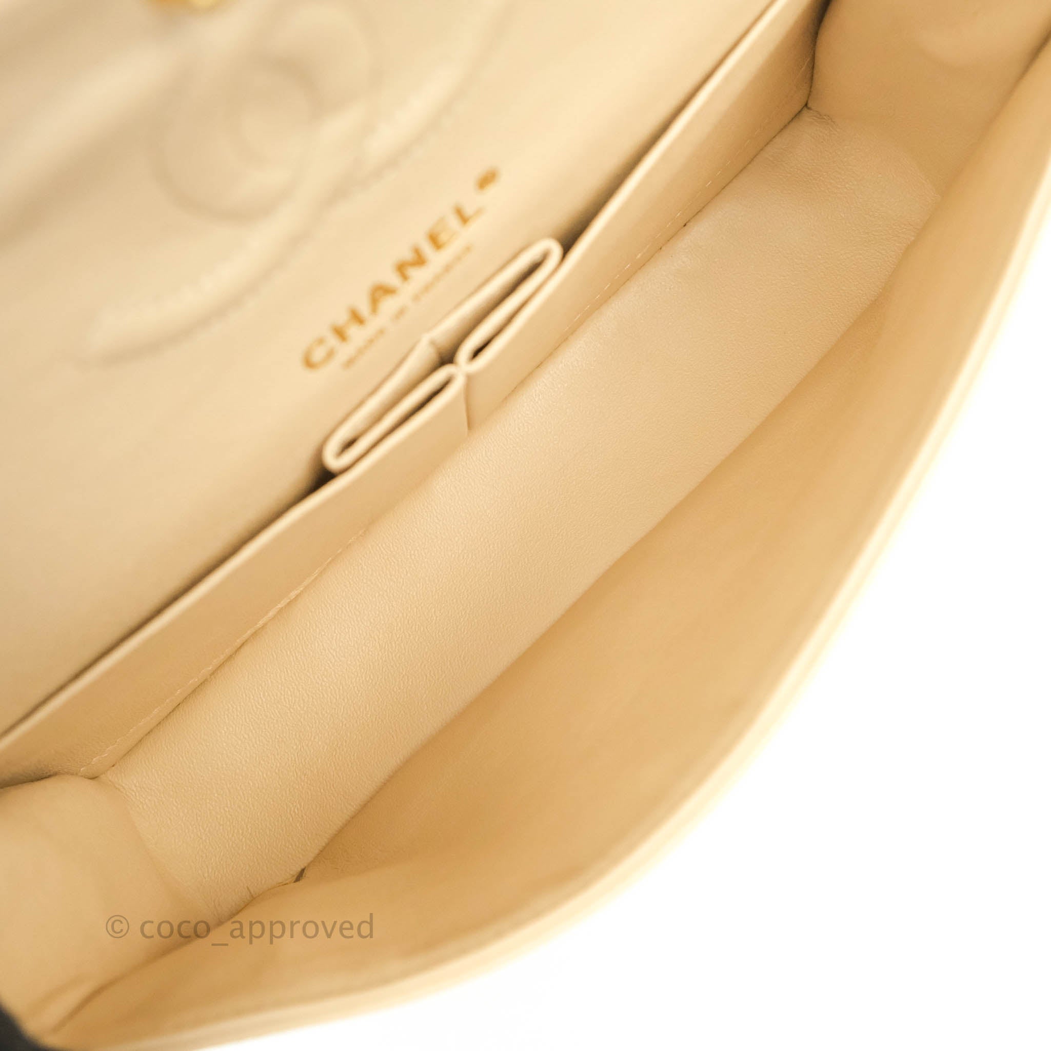 Chanel Classic Medium Double Flap Bag Quilted Beige Caviar Leather with Gold Hardware - Luxury Designer Handbag for Women, Perfect for Work, Date Night & Special Occasions
