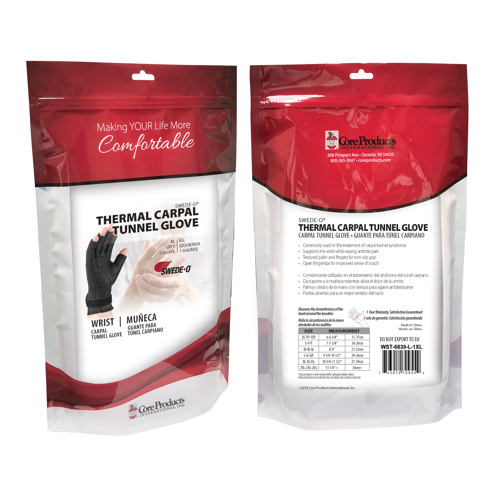 Swede O Thermal Carpal Tunnel Glove 2XLarge - Warm Wrist Support for Arthritis & Carpal Tunnel Relief - Perfect for Typing, Gaming & Winter Activities