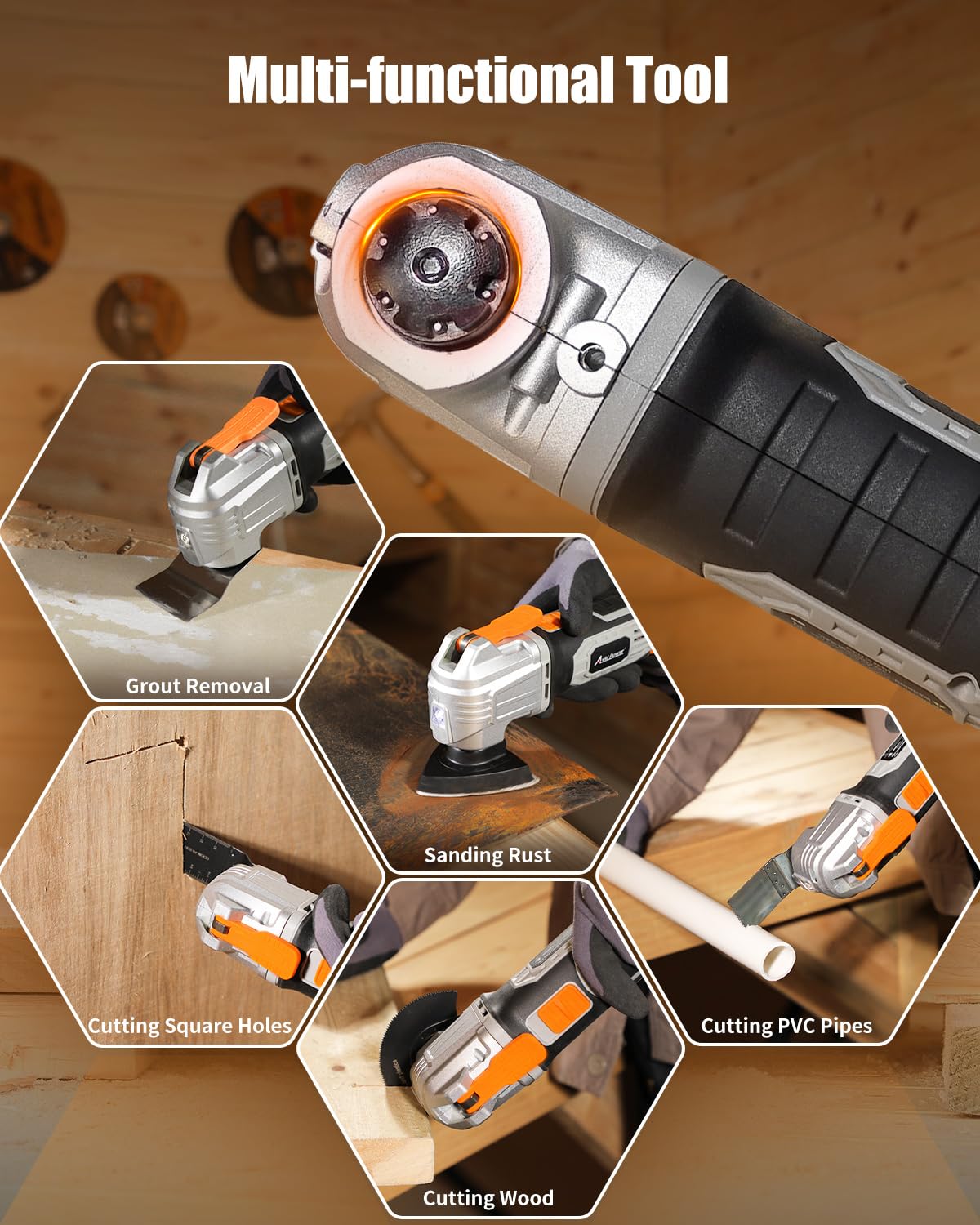 **AVID POWER 20V Cordless Oscillating Multi-Tool Kit with 31 Accessories – Variable Speed Oscillating Saw for Scraping, Cutting, Grinding & Sanding – Perfect for DIY Projects, Home Renovation & Woodworking**