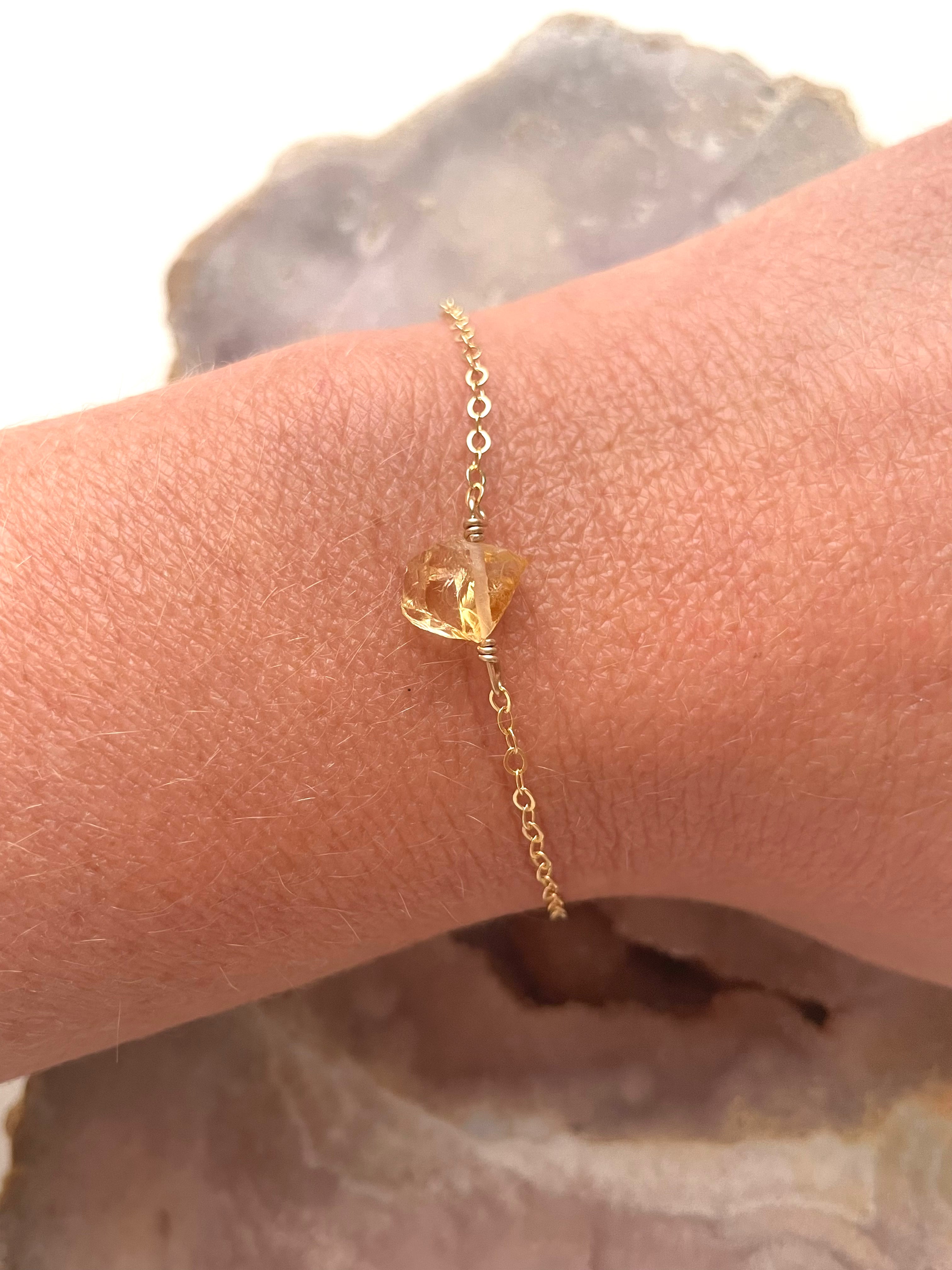 Natural Raw Citrine Gemstone Bracelet for Women - Healing Crystal Jewelry for Energy, Wealth & Positivity | Perfect for Meditation, Yoga & Spiritual Gifts