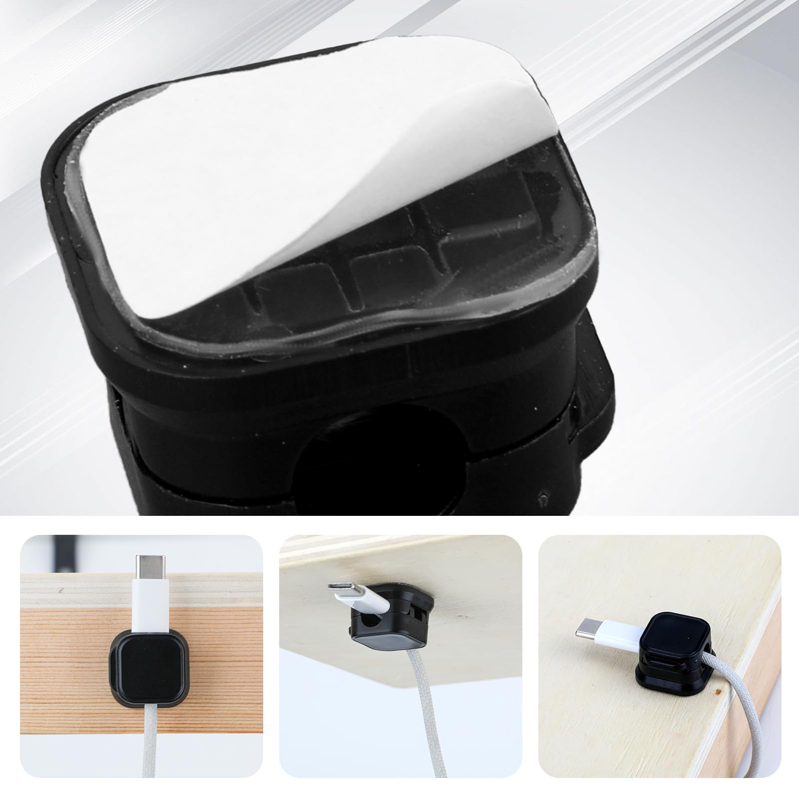 6 Pack Magnetic Cable Clips - Cord Organizer for Phone Charger & Wires | Desk, Car, Bedroom, Office Use | Black Cable Management Holder for Neat Home & Workspace