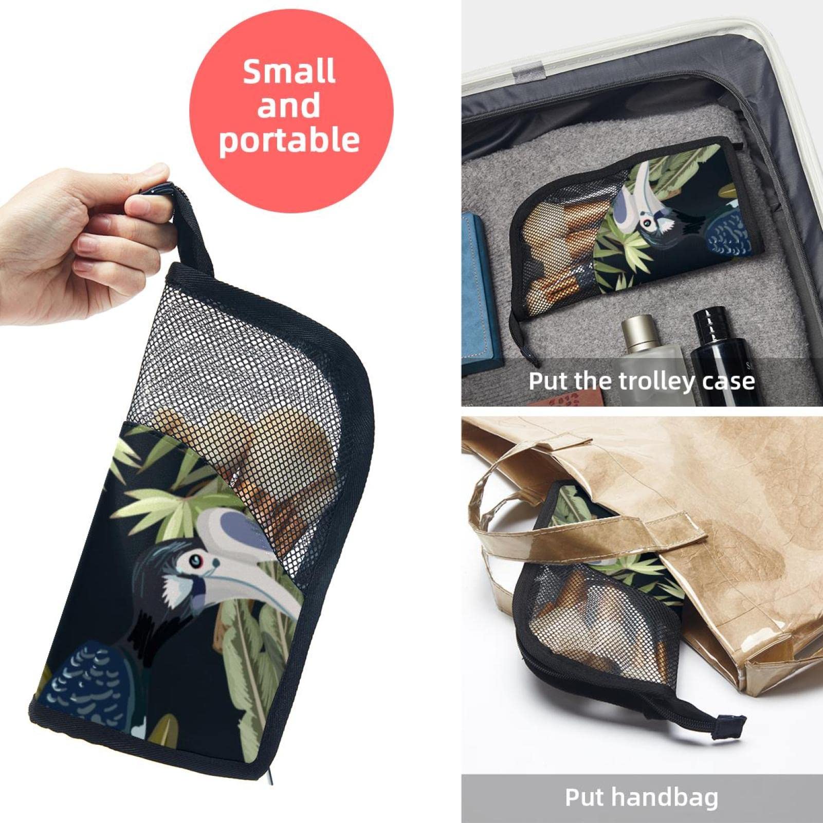 Jungle World Toucan Parrot Makeup Brush Organizer Bag with 12 Slots - Portable Waterproof Cosmetic Brush Holder Case for Travel, Home & Professional Makeup Artists