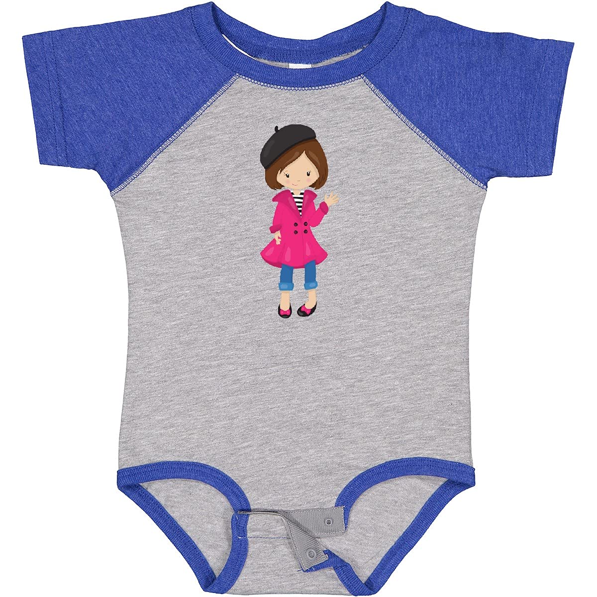 Inktastic Fashion Girl French Girl Brown Hair Beret Baby Bodysuit - Cute Outfit for Newborns, Infants & Toddlers - Perfect for Family Photos, Birthdays & Special Occasions