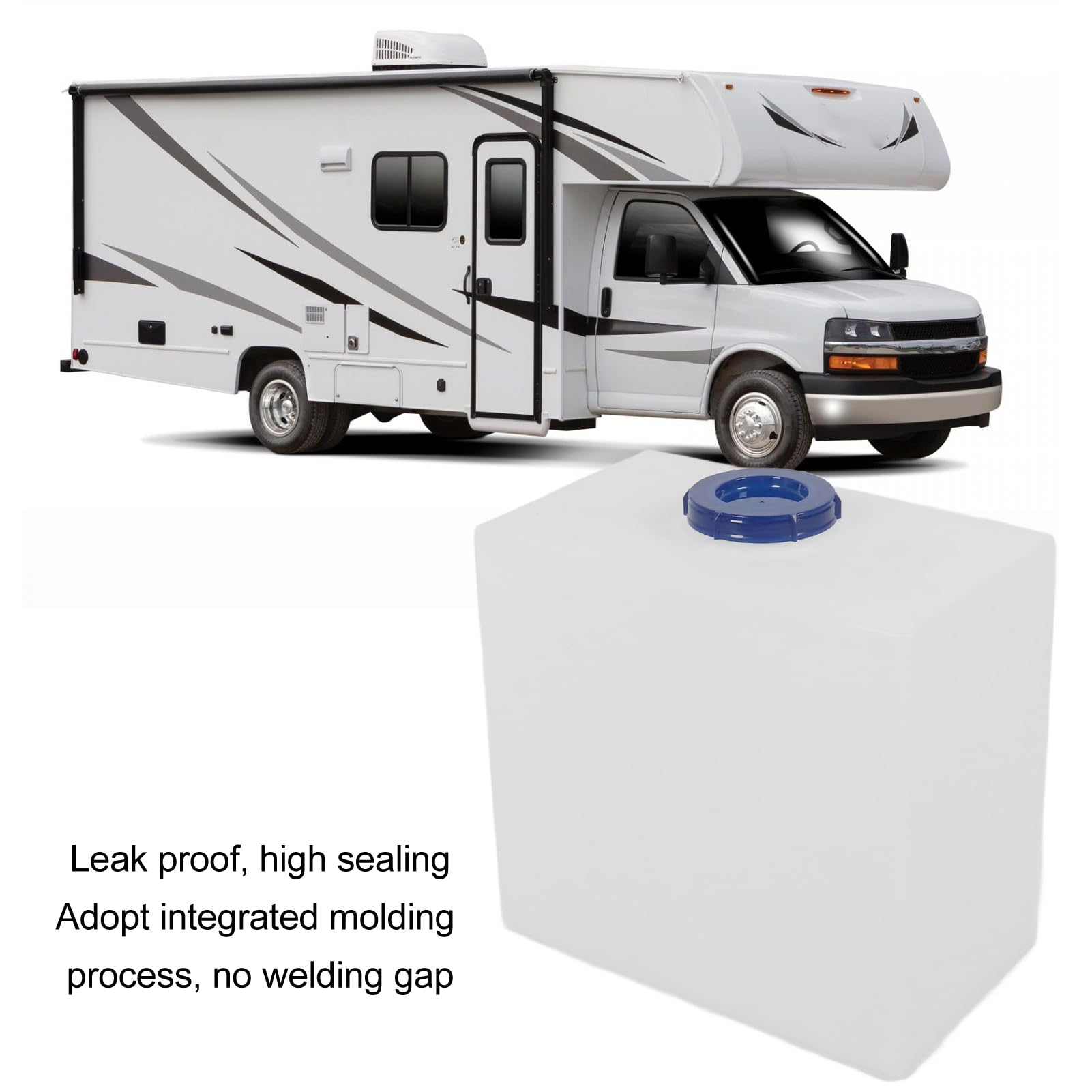 Akozon 10 Gallon RV Water Storage Tank - 17.1 x 15.7 x 10 Inch Portable Fresh Water Container - Heat & Cold Resistant PE Material for Travel Trailers, Boats, Yachts & Camping Trips