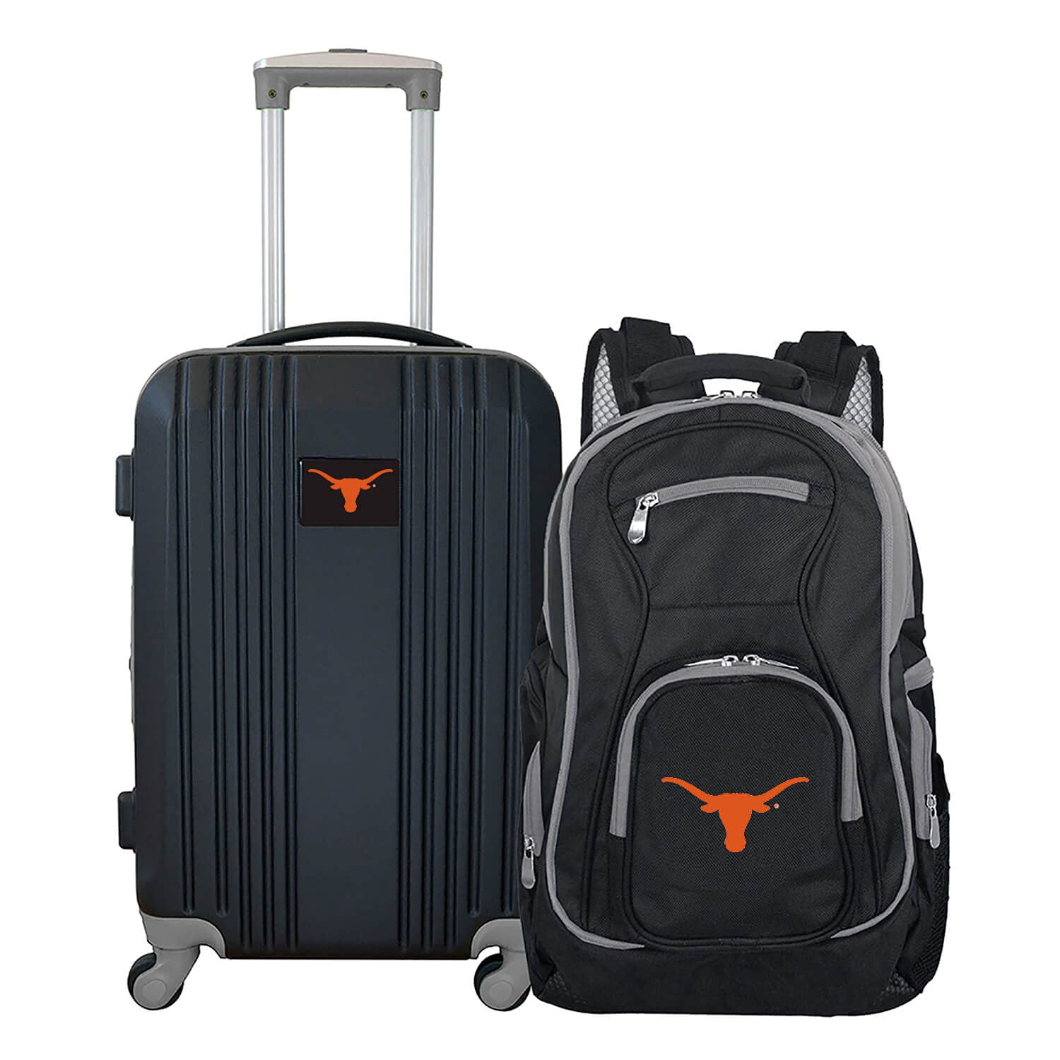 Denco University of Texas Longhorns 2-Piece Luggage Set - 21-inch Two-Tone Hardcase Spinner & 19-inch Laptop Backpack | Perfect for College Travel, Business Trips & Weekend Getaways