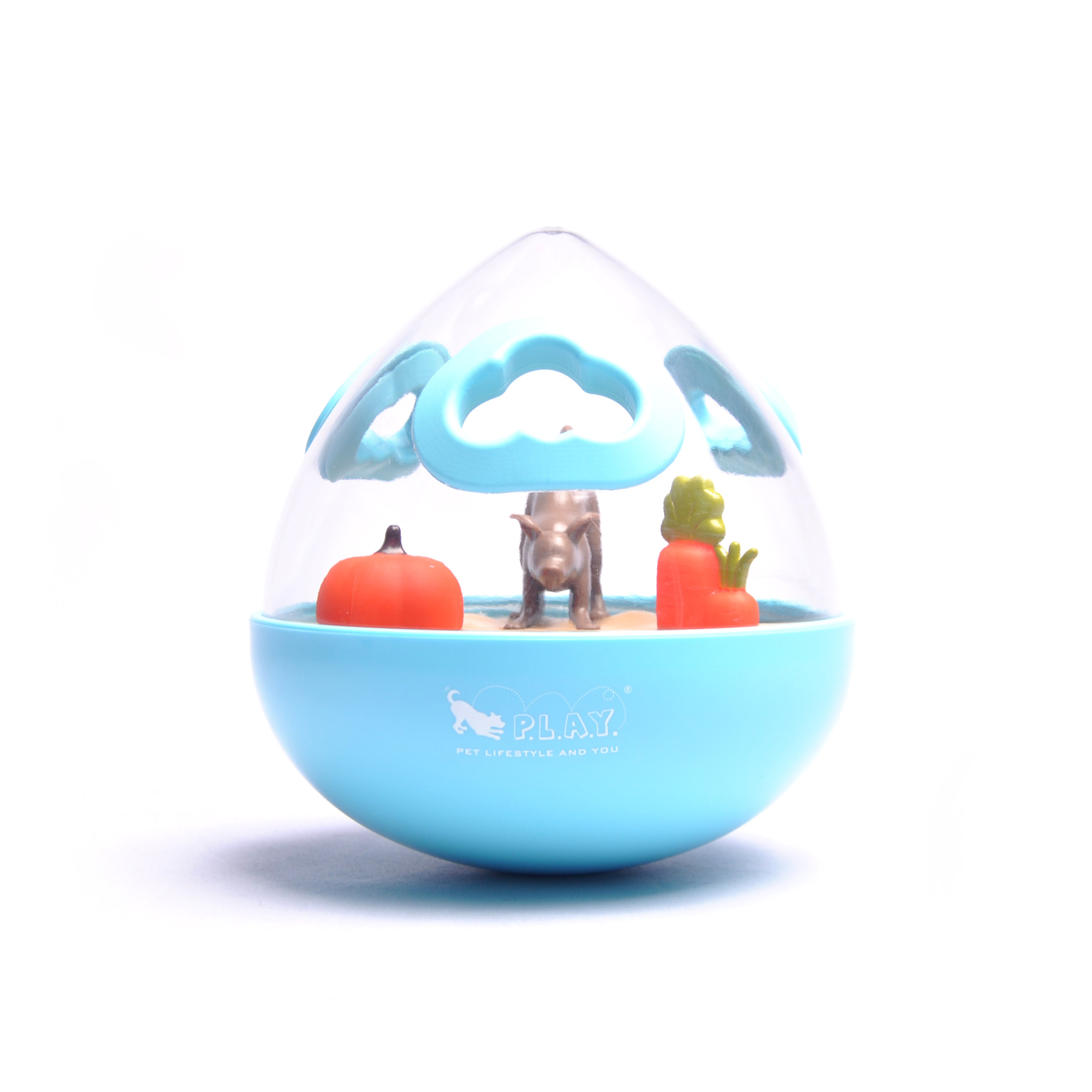 Wobble Ball Interactive Dog Treat Dispenser Toy - Blue | Pet P.L.A.Y. - Fun Puzzle Feeder for Small & Medium Dogs, Perfect for Mealtime Enrichment & Mental Stimulation
