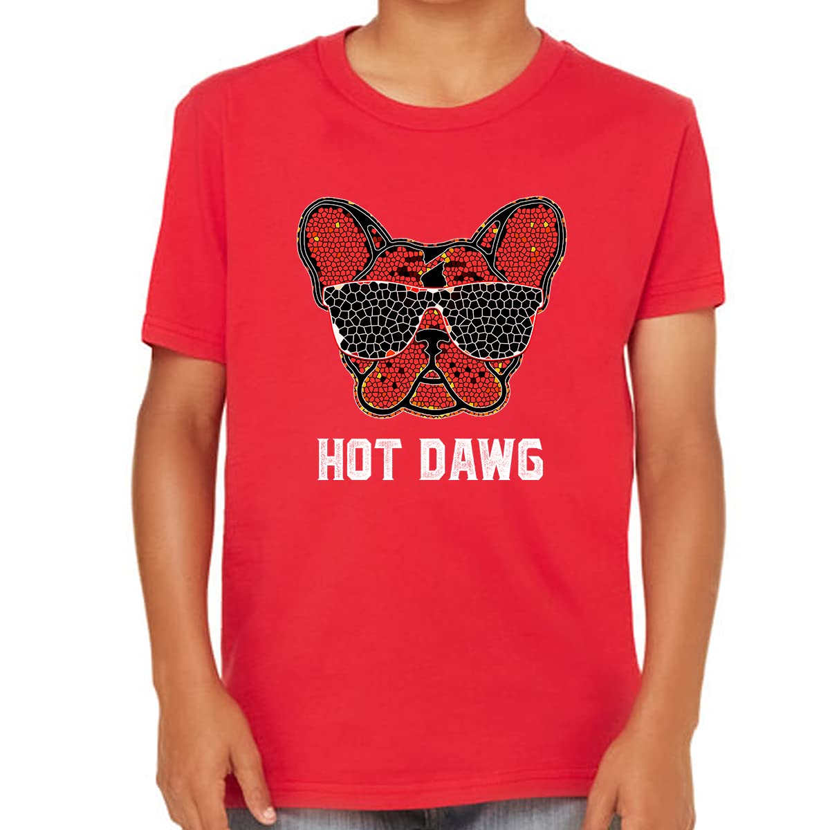 Hot Dog Shirt for Boys - Red Dog Lover T-Shirt - Cute Dog Themed Gift for Kids - Perfect for Birthday Parties & Dog Lovers