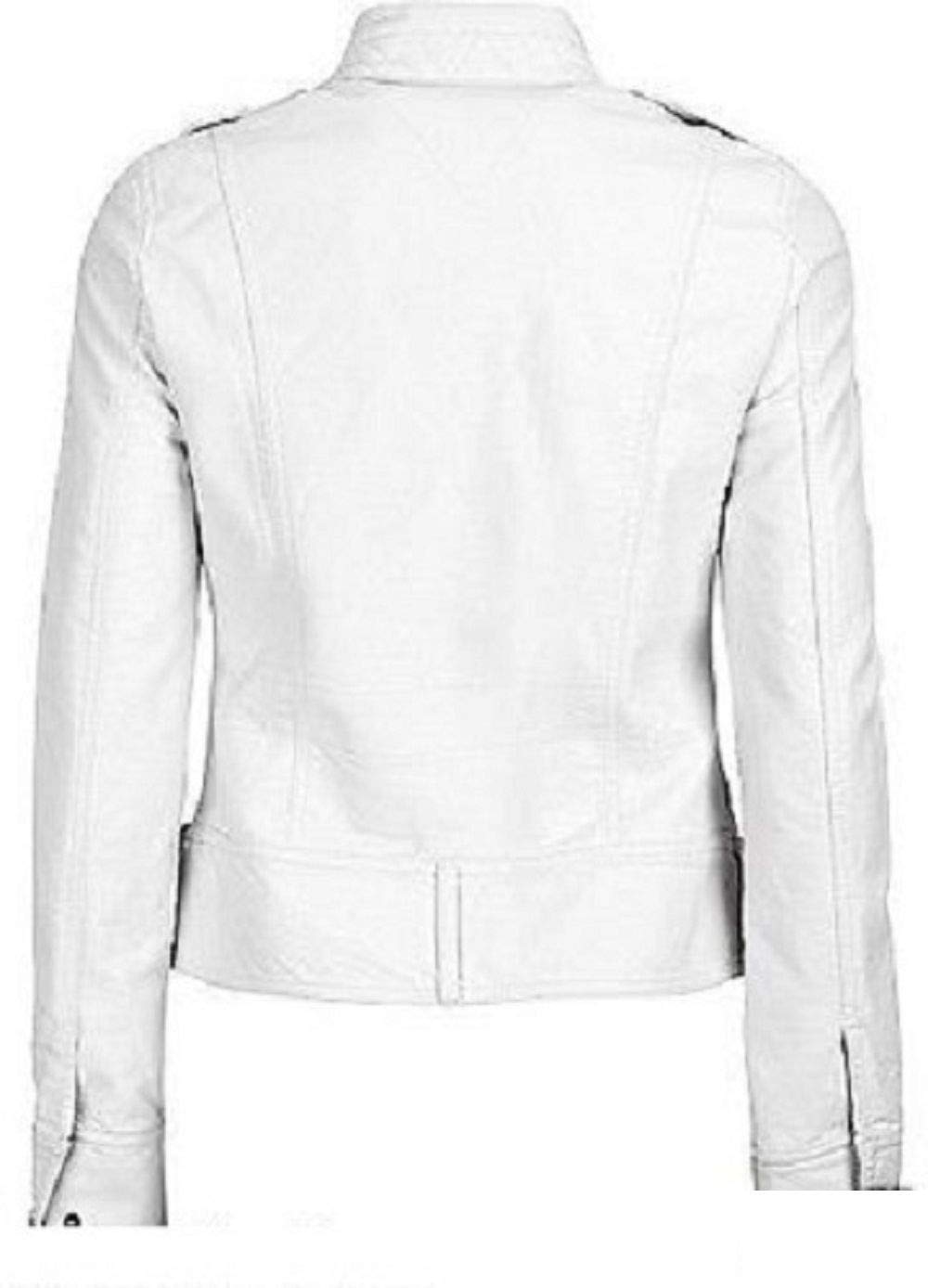 Women's Real Leather Motorcycle Jacket - Quilted Bomber Biker Jacket Stylish Outerwear for Women (White) | Perfect for Riding, Casual Wear & Fashion Outfits