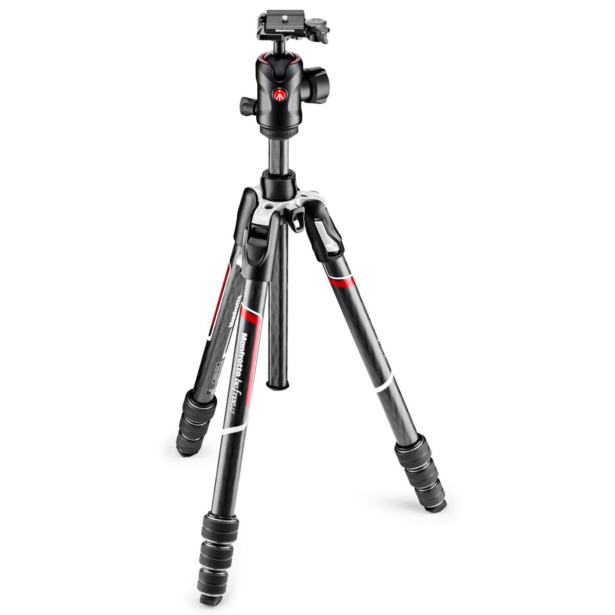 Manfrotto Befree GT 4-Section Carbon Fiber Travel Tripod with 496 Center Ball Head - Lightweight Compact Tripod for Photography & Videography - Perfect for Travel, Hiking & Outdoor Adventures