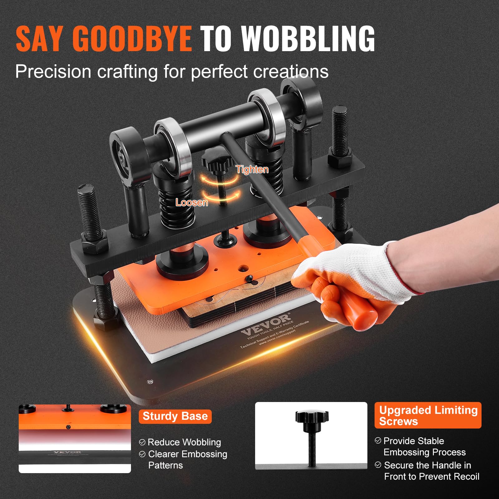 VEVOR Manual Leather Cutting Machine with 26 x 12mm Embossing Plate, 0.47