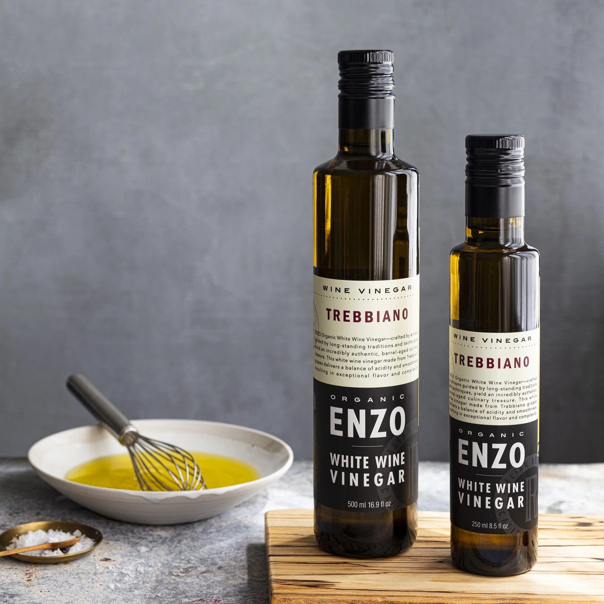 Enzo Organic White Wine Vinegar 250ml - Premium Cooking & Salad Dressing Ingredient for Healthy Recipes