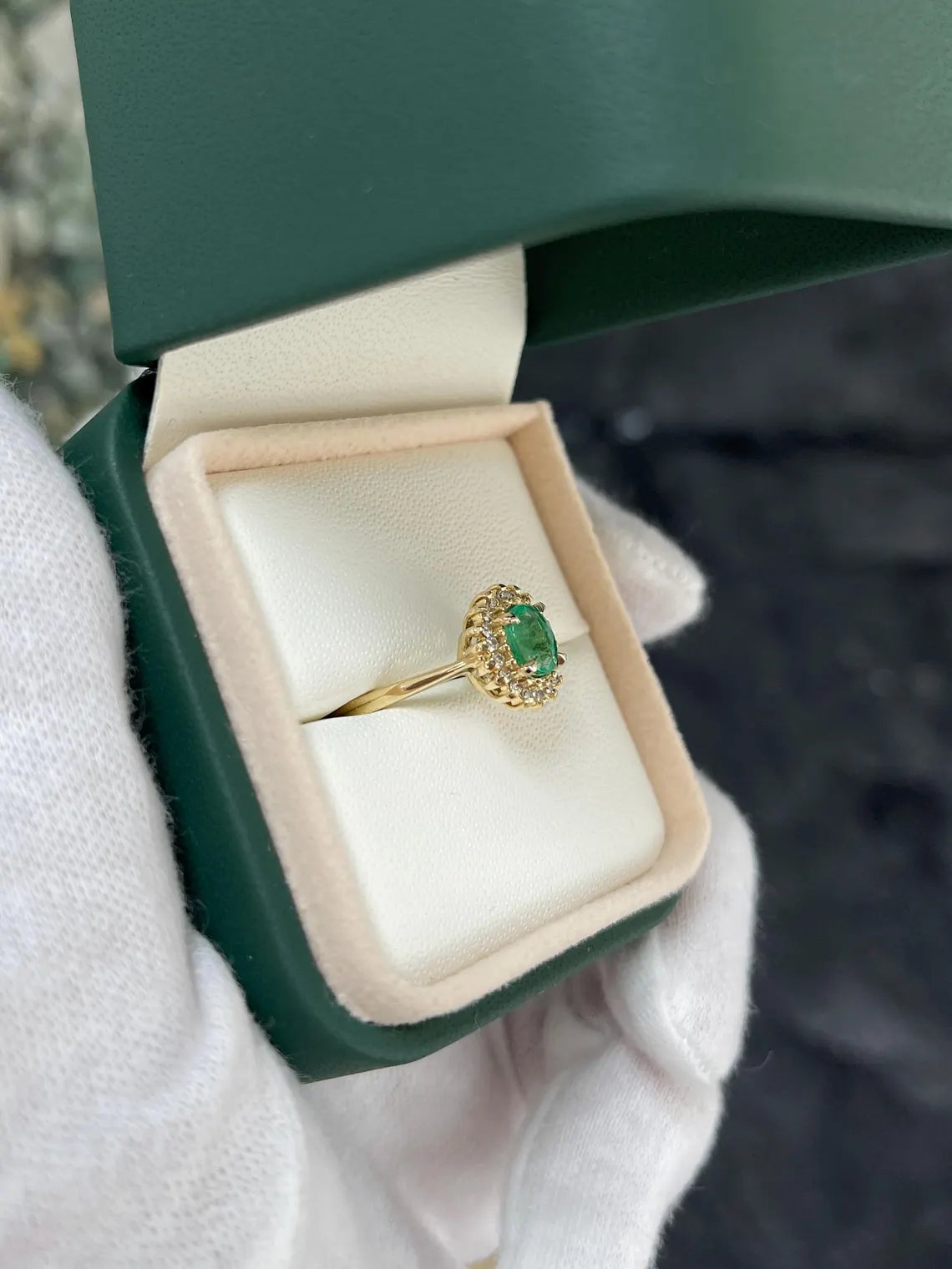 1.05 Carat Vivid Green Oval Emerald Halo Diamond Engagement Ring for Women - Elegant Wedding, Proposal & Anniversary Jewelry Gift