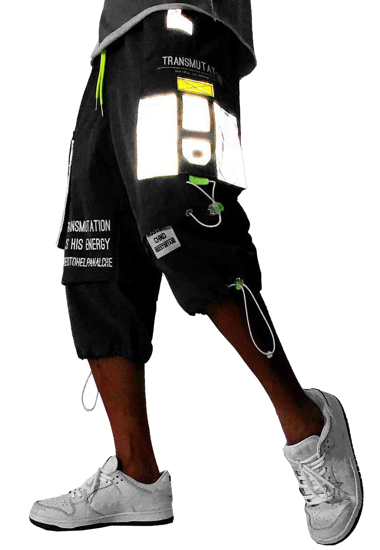 MOKEWEN Men's Techwear Jogger Cargo Shorts with Drawstring Waist & Multiple Pockets - Breathable Streetwear for Gym, Hiking & Casual Wear
