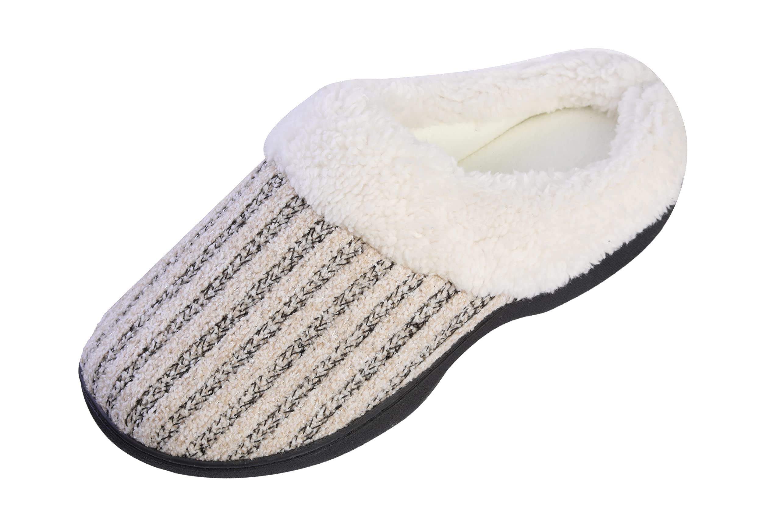 Roxoni Women's Fleece-Lined Knit House Slippers - Cozy Non-Slip Indoor Clog Shoes for Winter Comfort at Home, Bedroom & Lounge