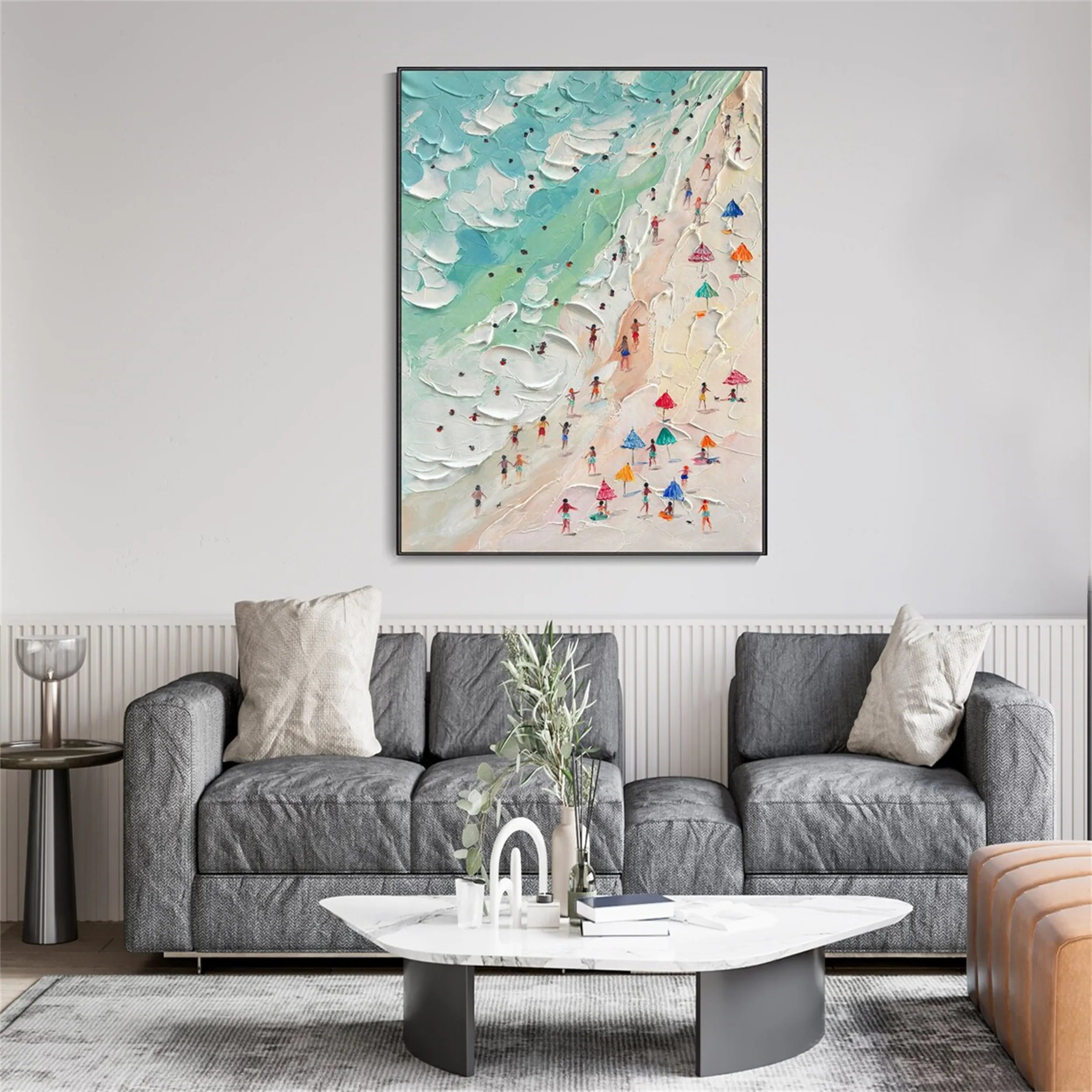 Seascape and Snowy Peak Landscape Painting - Premium Wall Art Decor #SP003 for Living Room, Bedroom & Office