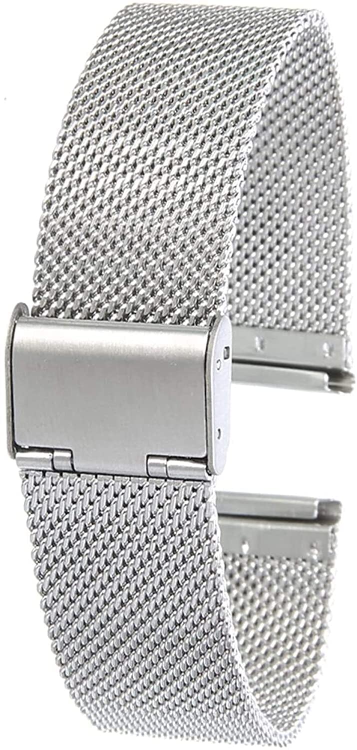 Stainless Steel Mesh Watch Band - 16mm Silver Strap for Men & Women | Dress & Casual Wear