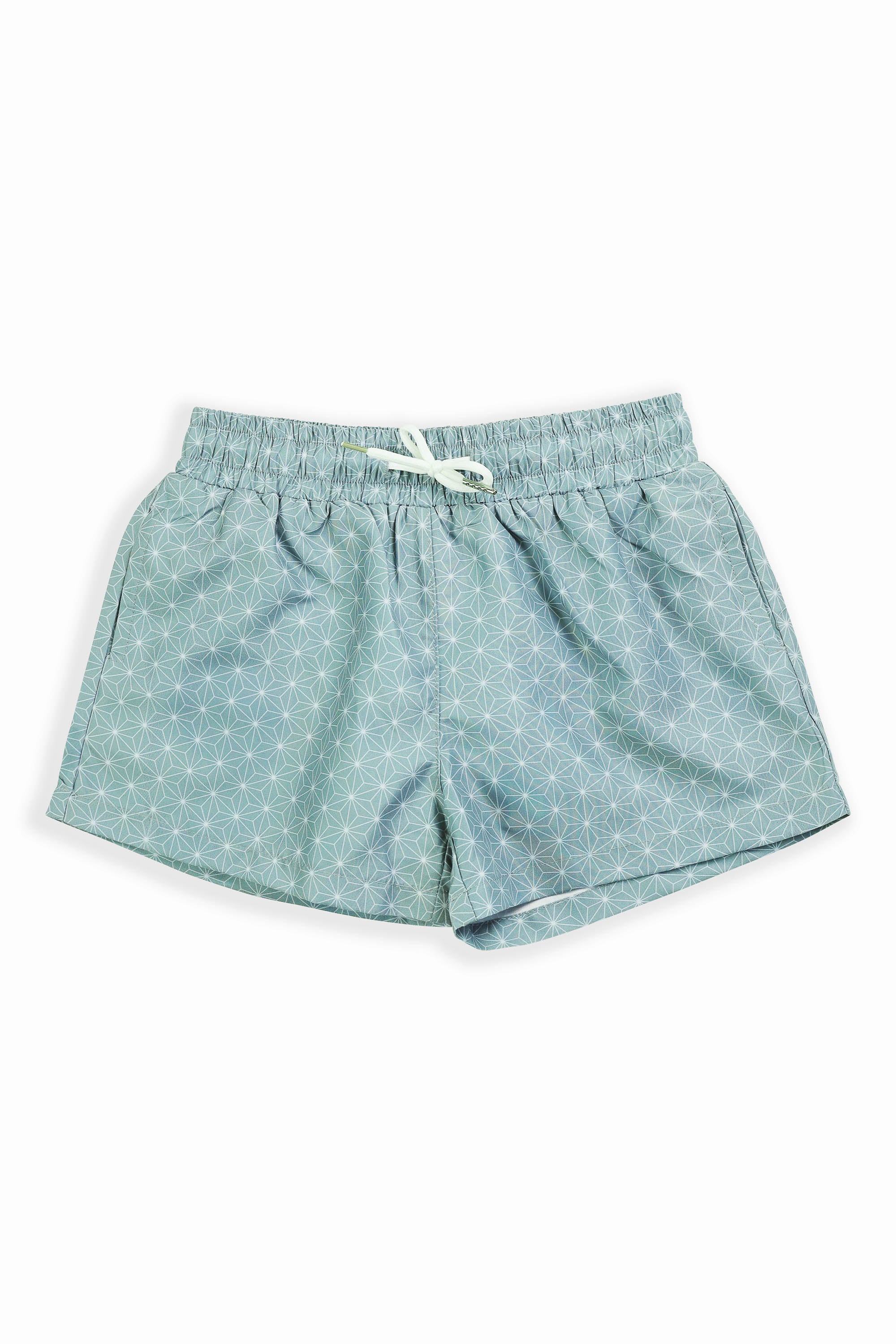 Southport Boys' Swim Trunks - Quick-Dry Geometric Olive Swim Shorts for Kids | Beach, Pool & Summer Water Activities