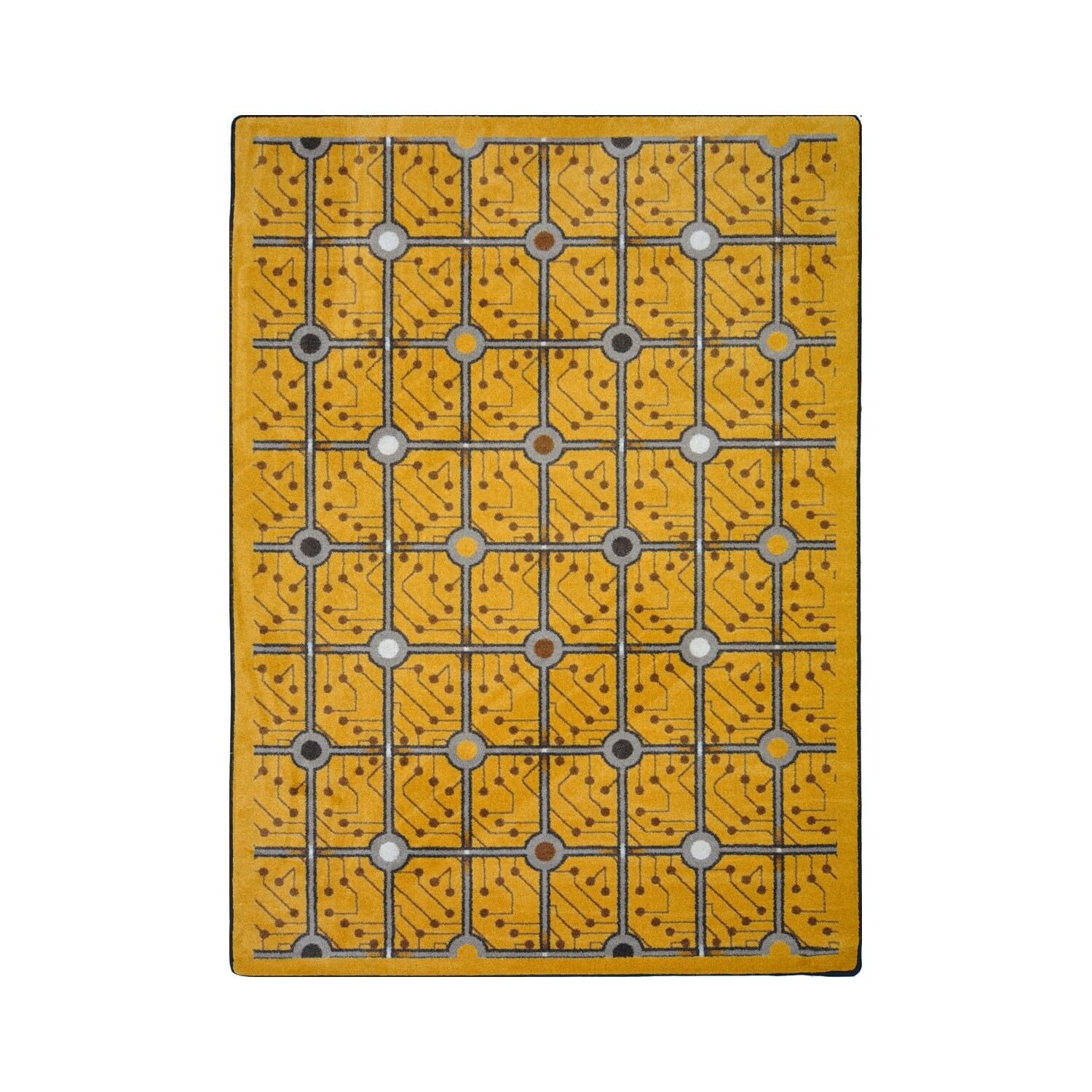 Joy Carpets Kaleidoscope Electrode Whimsical Area Rugs in Gold - Soft Non-Slip Kids Playroom & Nursery Rug for Home Decor