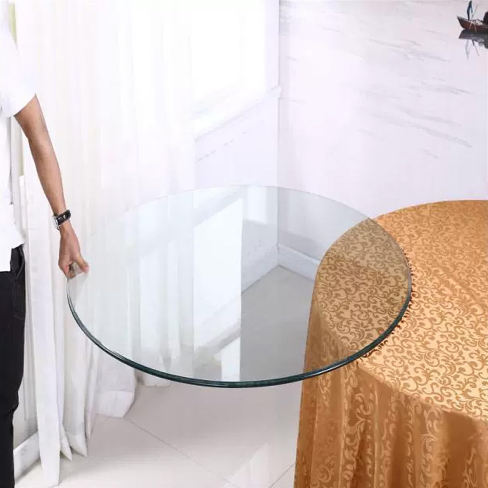 SAGIDAR Round Tempered Glass Table Top - 15IN 20IN 30IN 35IN 40IN Clear Glass for Outdoor Garden, Coffee & Wood Tables - Perfect for Patio, Dining & Living Room Decor