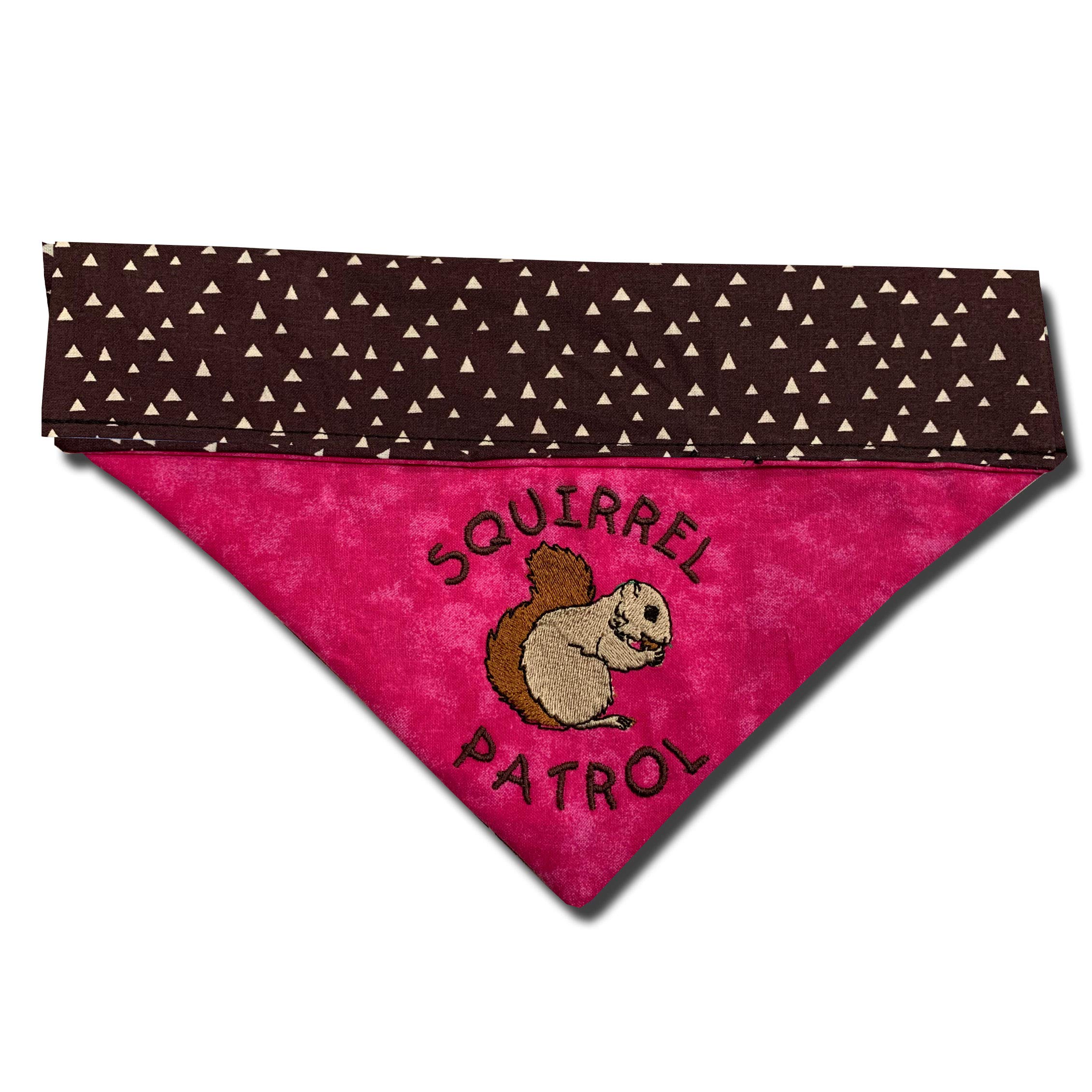 Pink Squirrel Patrol Dog Bandana - Embroidered Personalized Over-the-Collar Pet Bandana for Small Medium Large Dogs - Perfect for Outdoor Adventures, Walks & Pet Photoshoots